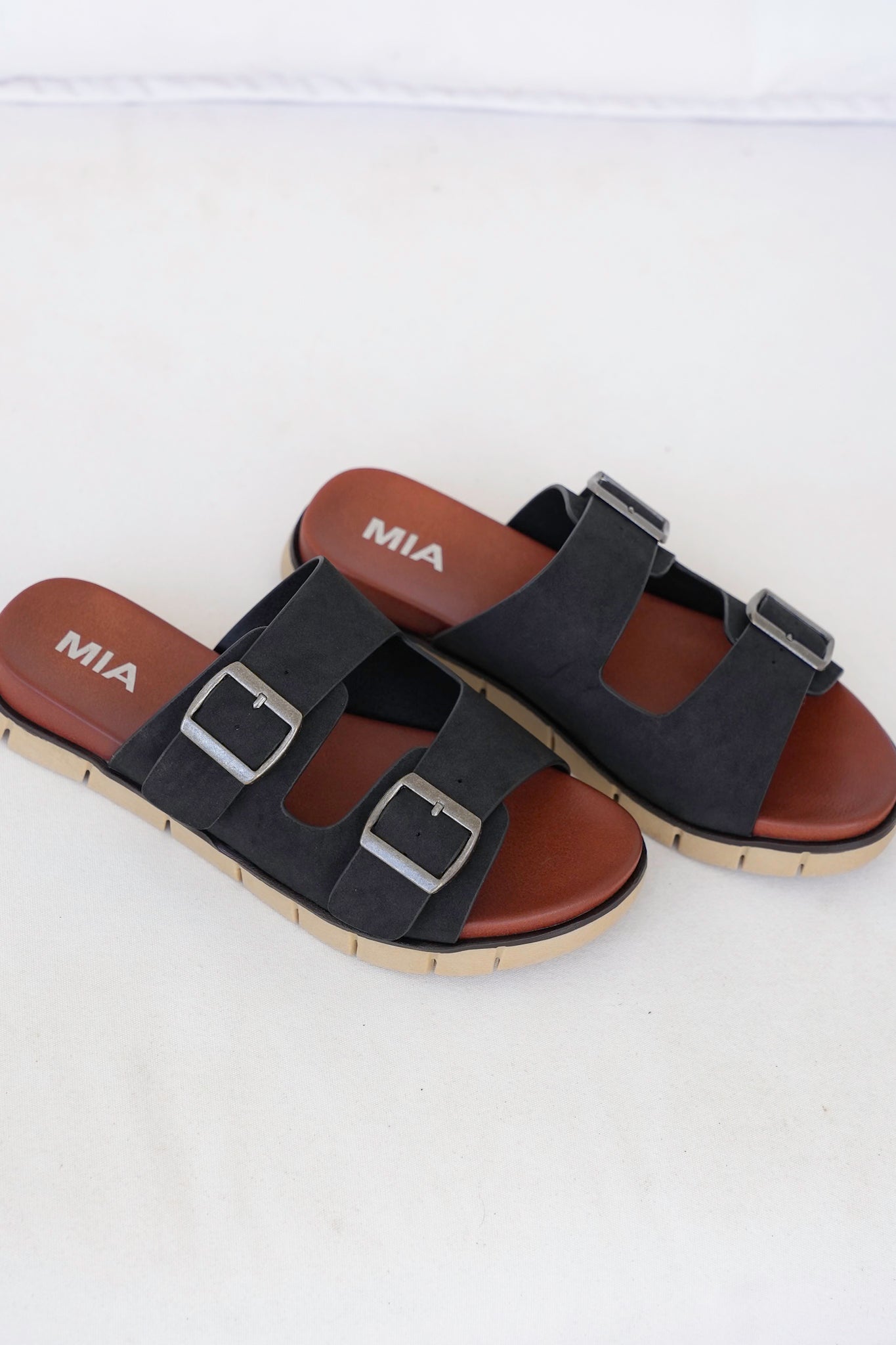 MIA Adjustable Double Buckle Slip On Sandal
