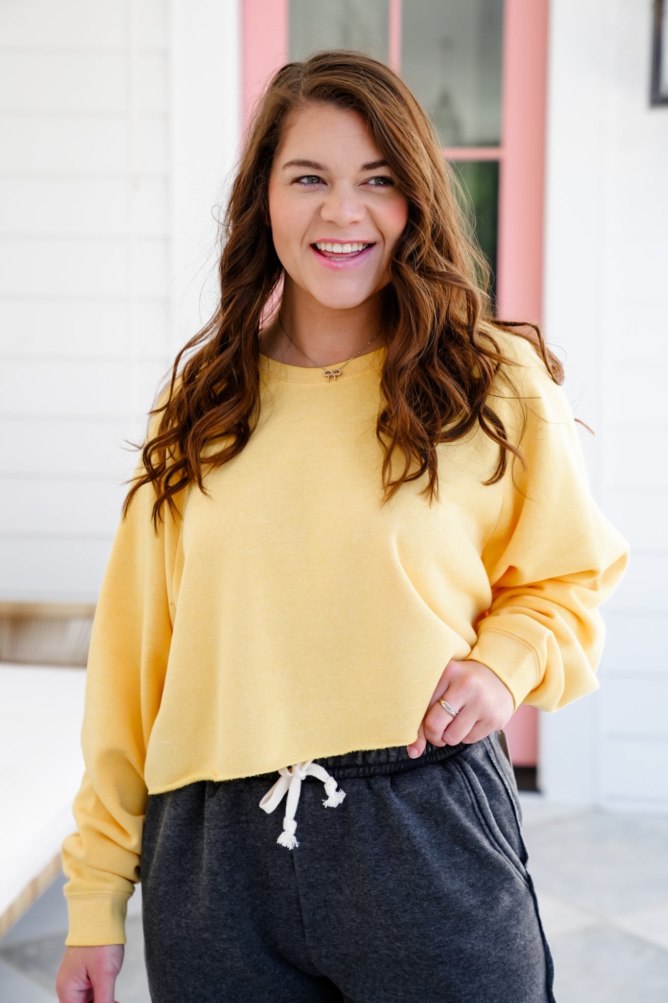 Long Sleeve Crew Neck Cropped Sweatshirt