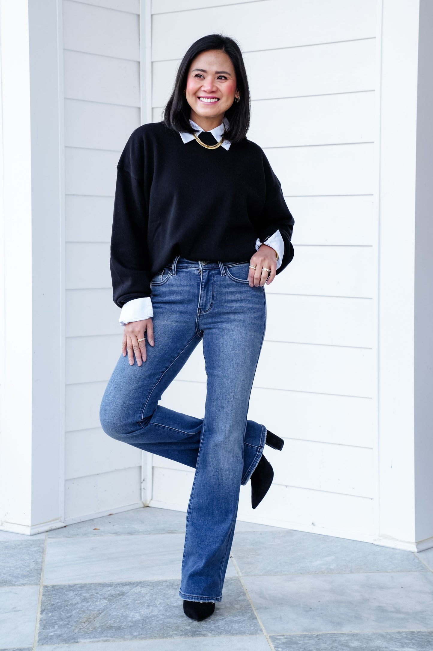 Judy Blue Mid Rise Dark Wash Thermal Bootcut Jeans