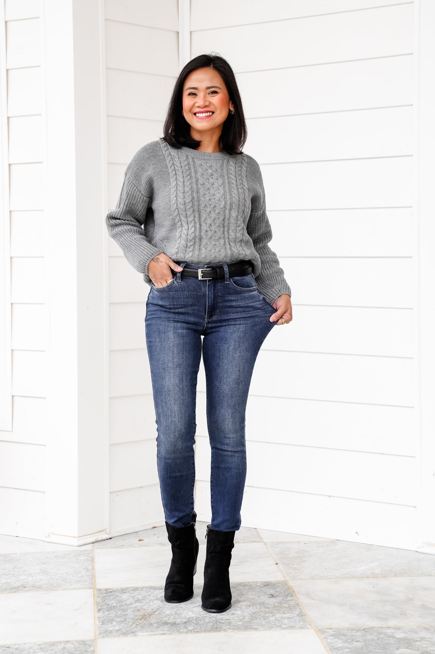 Judy Blue Mid Rise Dark Wash Thermal Skinny Jeans
