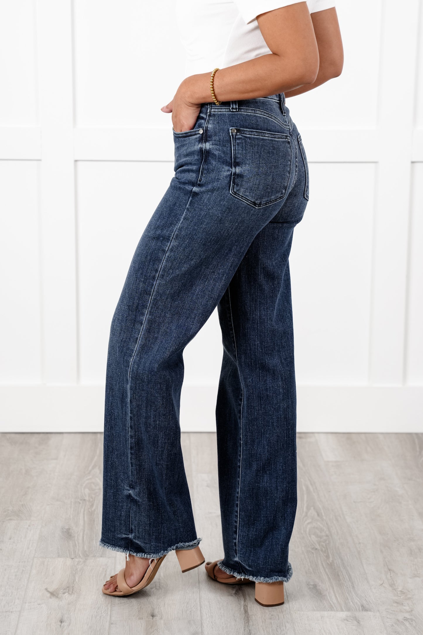 Judy Blue Casual Friday Mid Rise Dark Wash with Tint Wide Leg Jeans