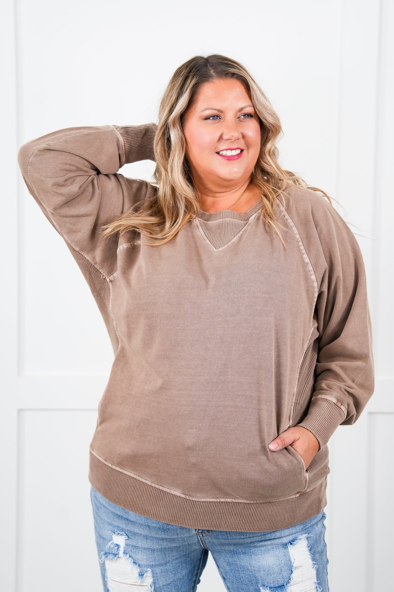 Restock + New Colors Door Buster! PLUS/REG Zenana Pigment Dyed French Terry Pullover w/ Pockets (Multiple Colors)