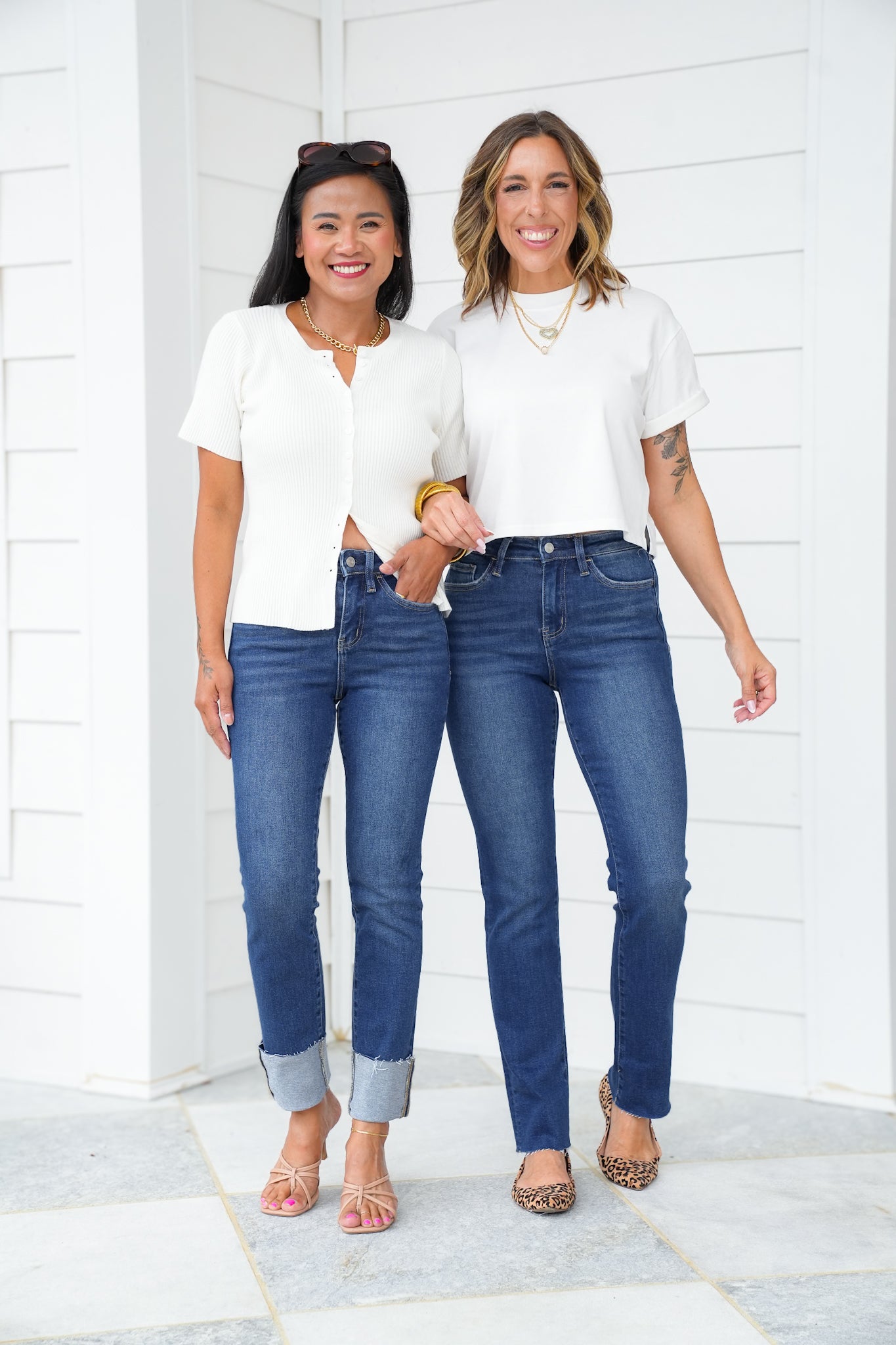 Lovervet High Rise Dark Wash Cuffed Slim Straight Leg Jeans