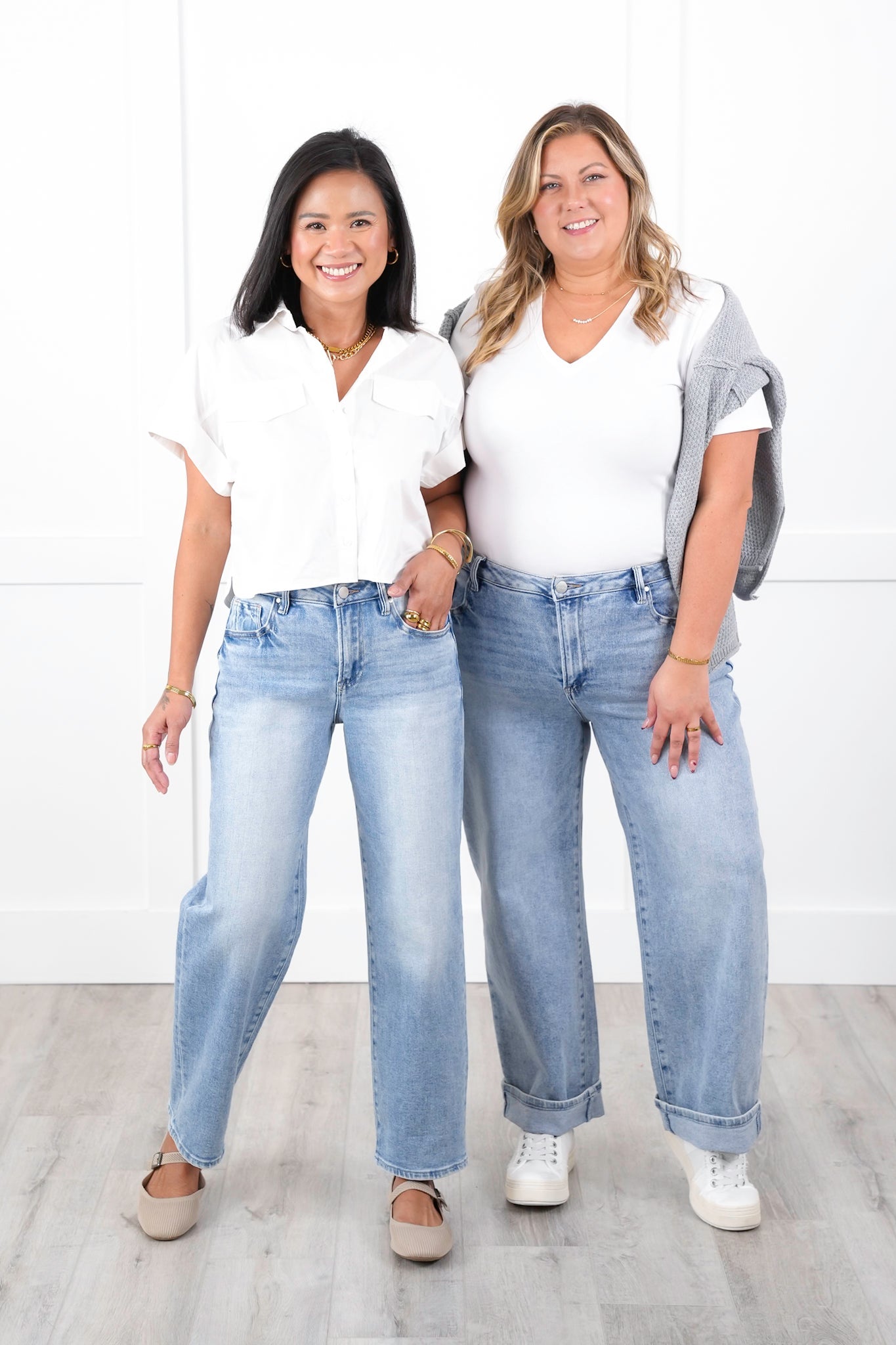 Risen High Rise Light Wash Ankle Barrel Jeans with Cuff