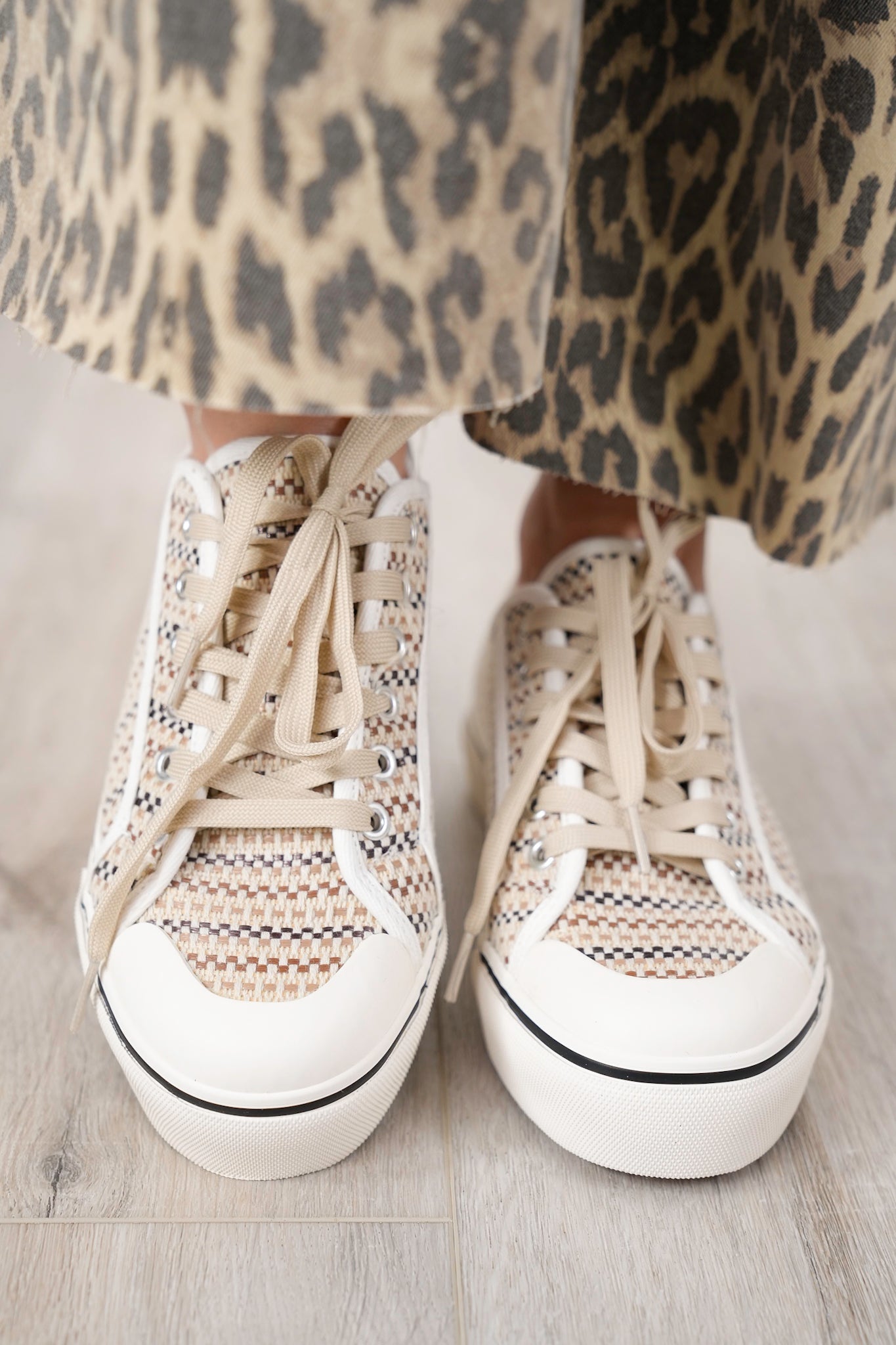 Corky's "Waiting List" Tan Woven Platform Sneakers