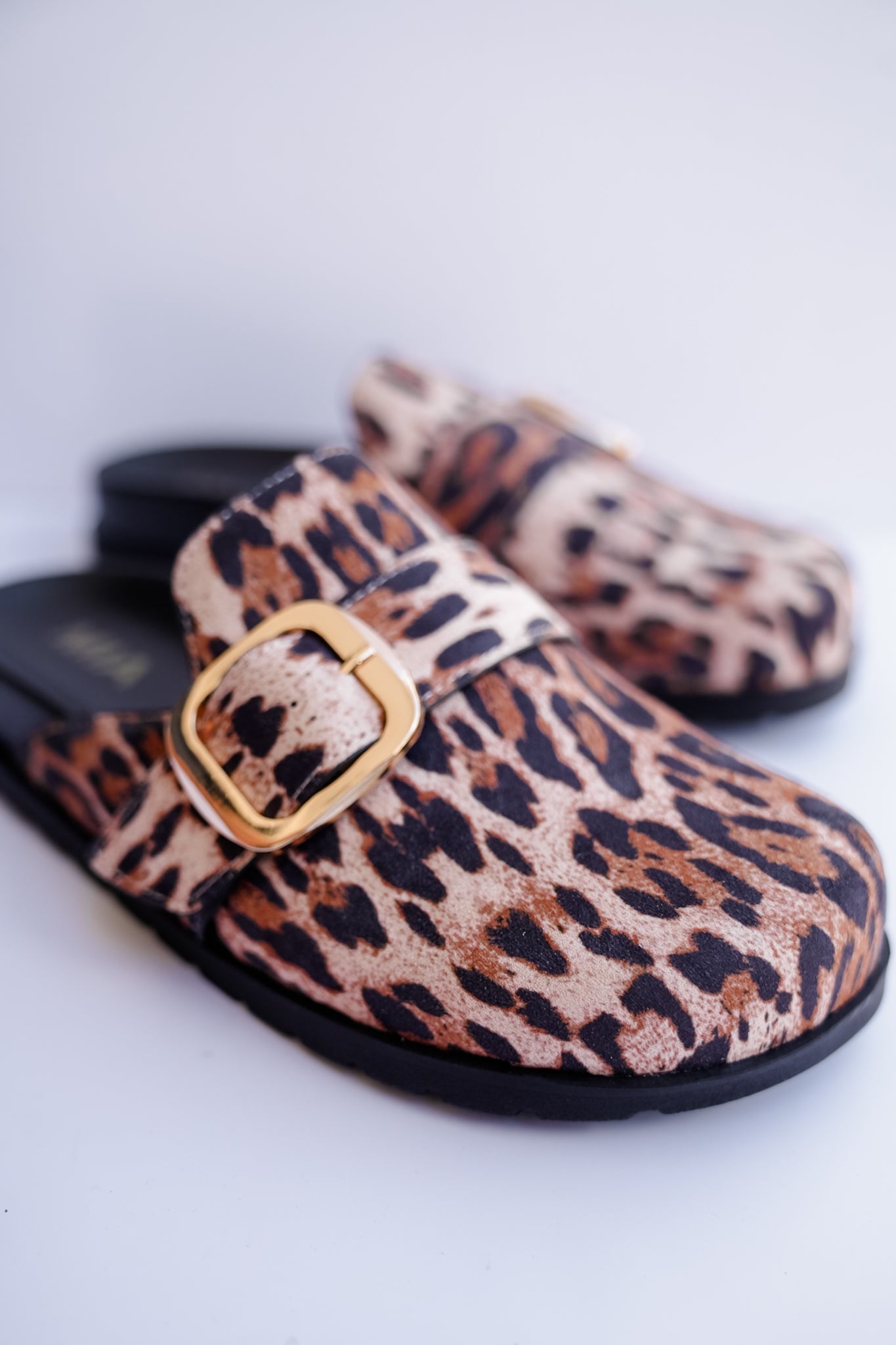 MIA Animal Print Slip On Clog with Buckle Detail