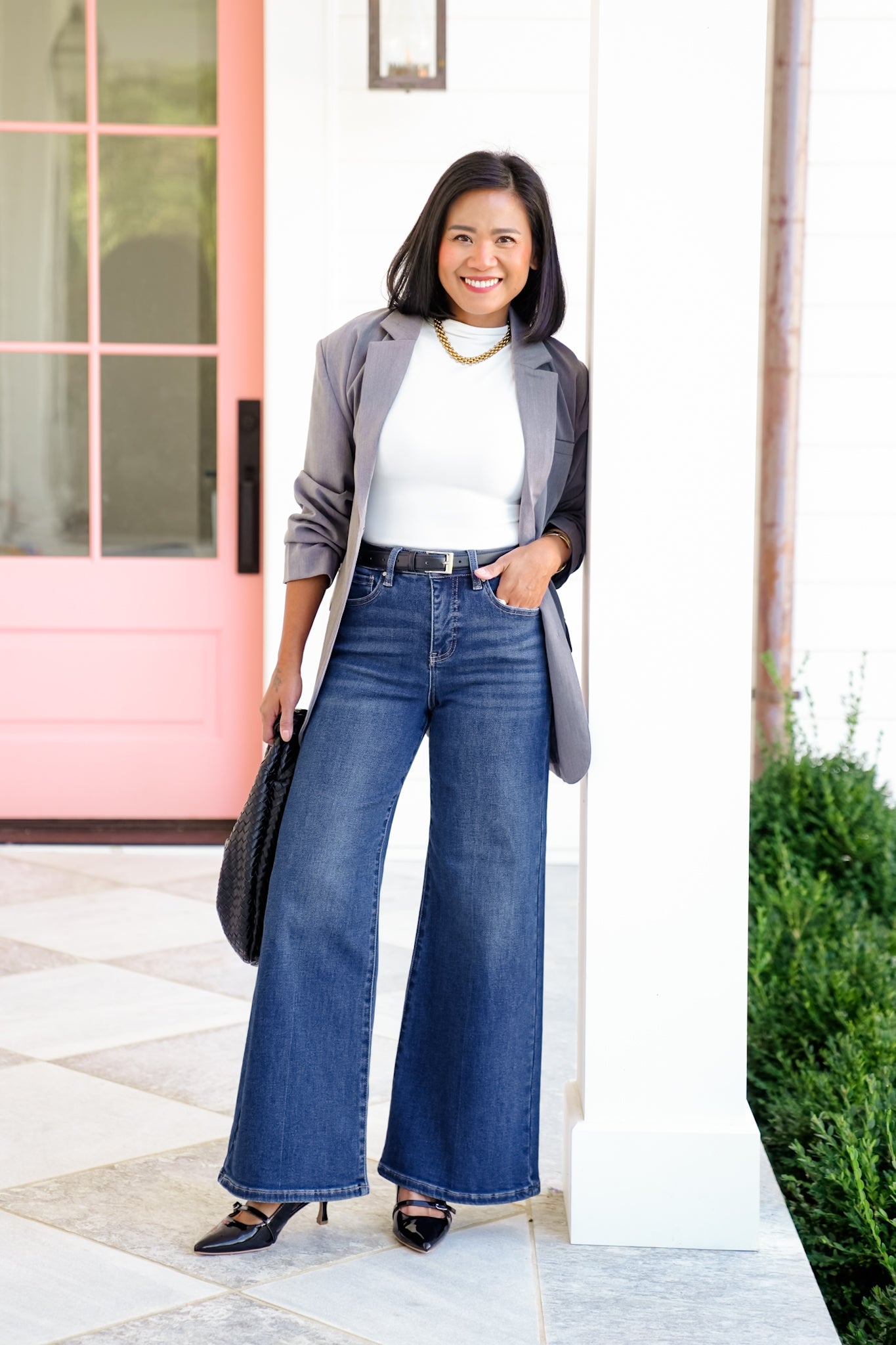 Risen The Opalite High Rise Dark Wash Tummy Control Palazzo Jeans