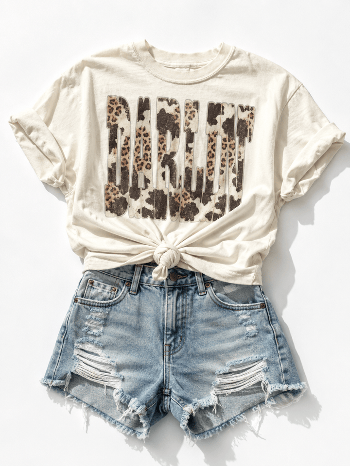 Plus/Reg Short Sleeve "Darlin'" Graphic Tee - Freckled Poppy