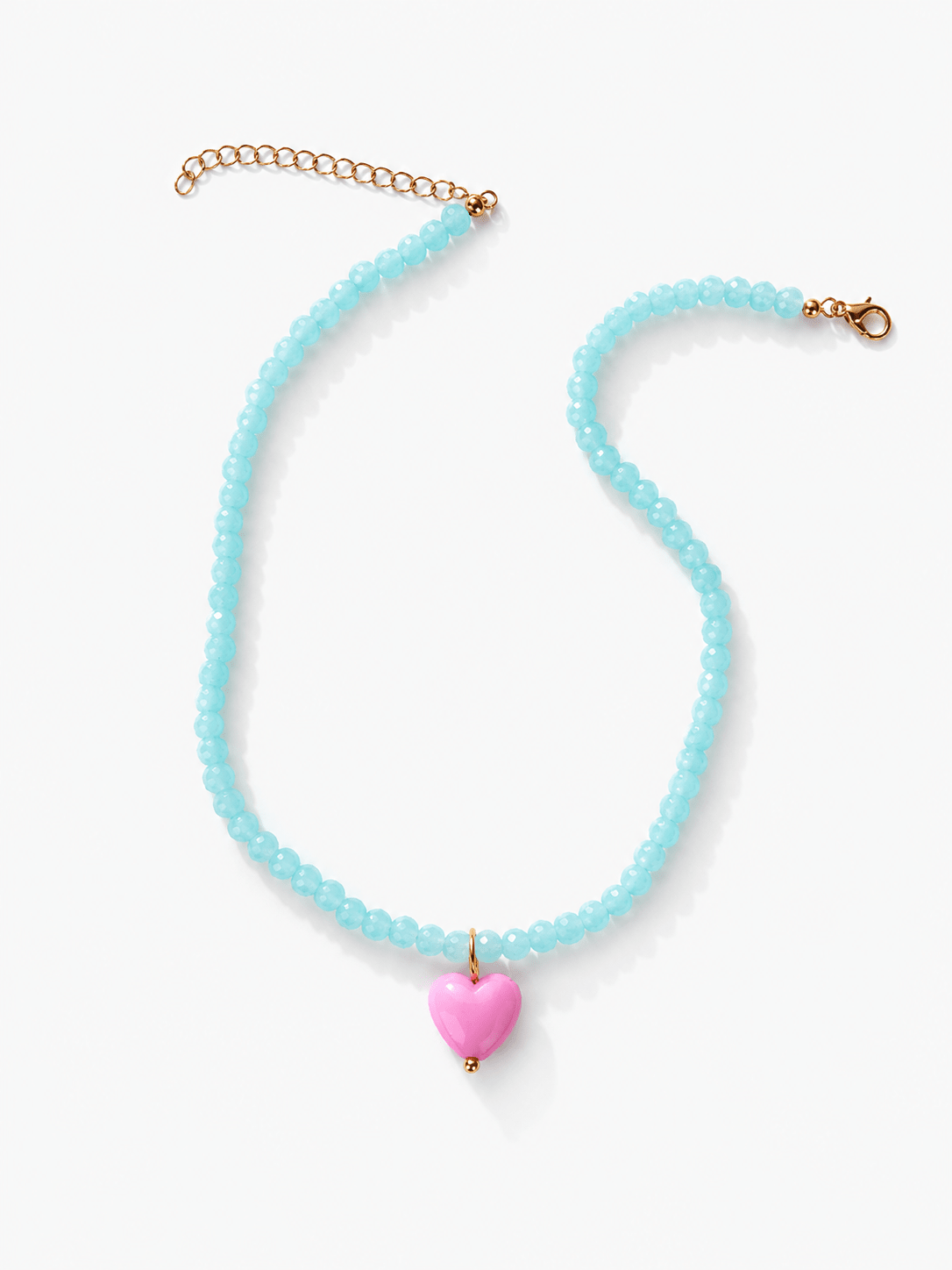 Colorful Beaded Necklace with Heart Pendant - Freckled Poppy