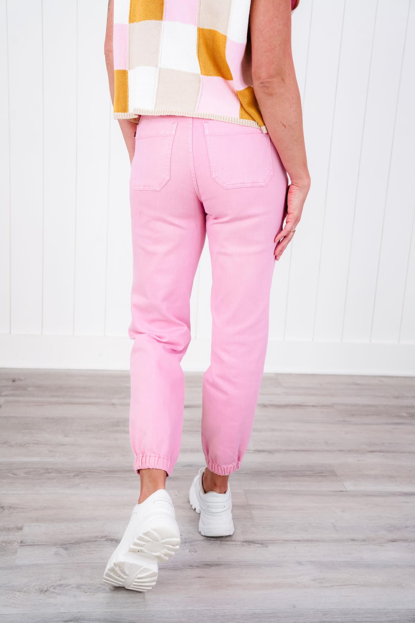 Judy Blue Airplane Mode High Rise Light Pink Jogger