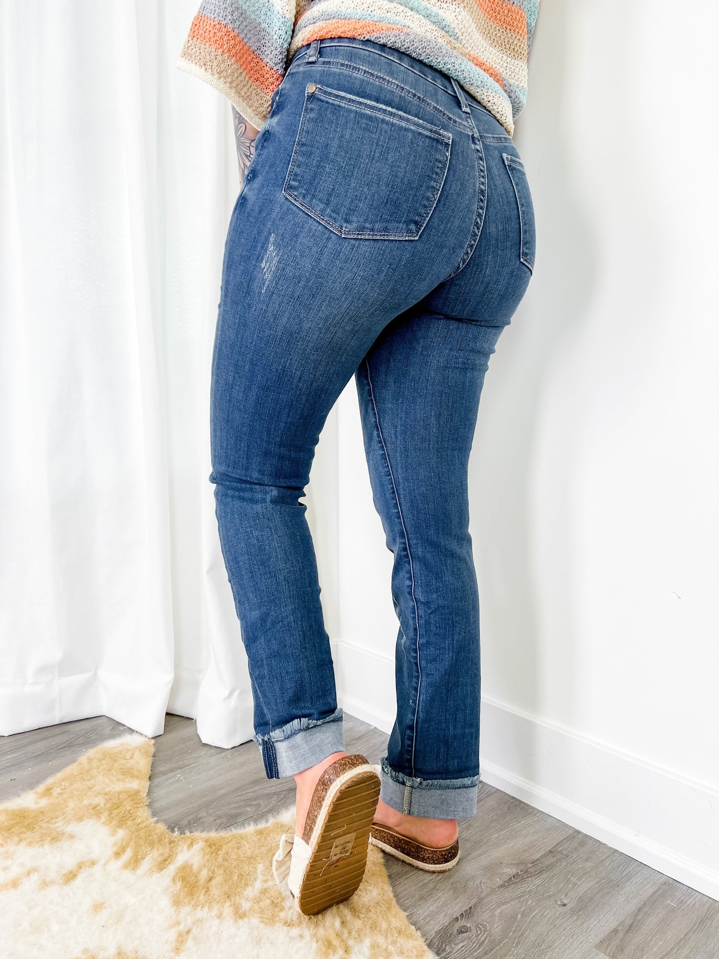 Judy Blue midrise double cuff long boyfriend