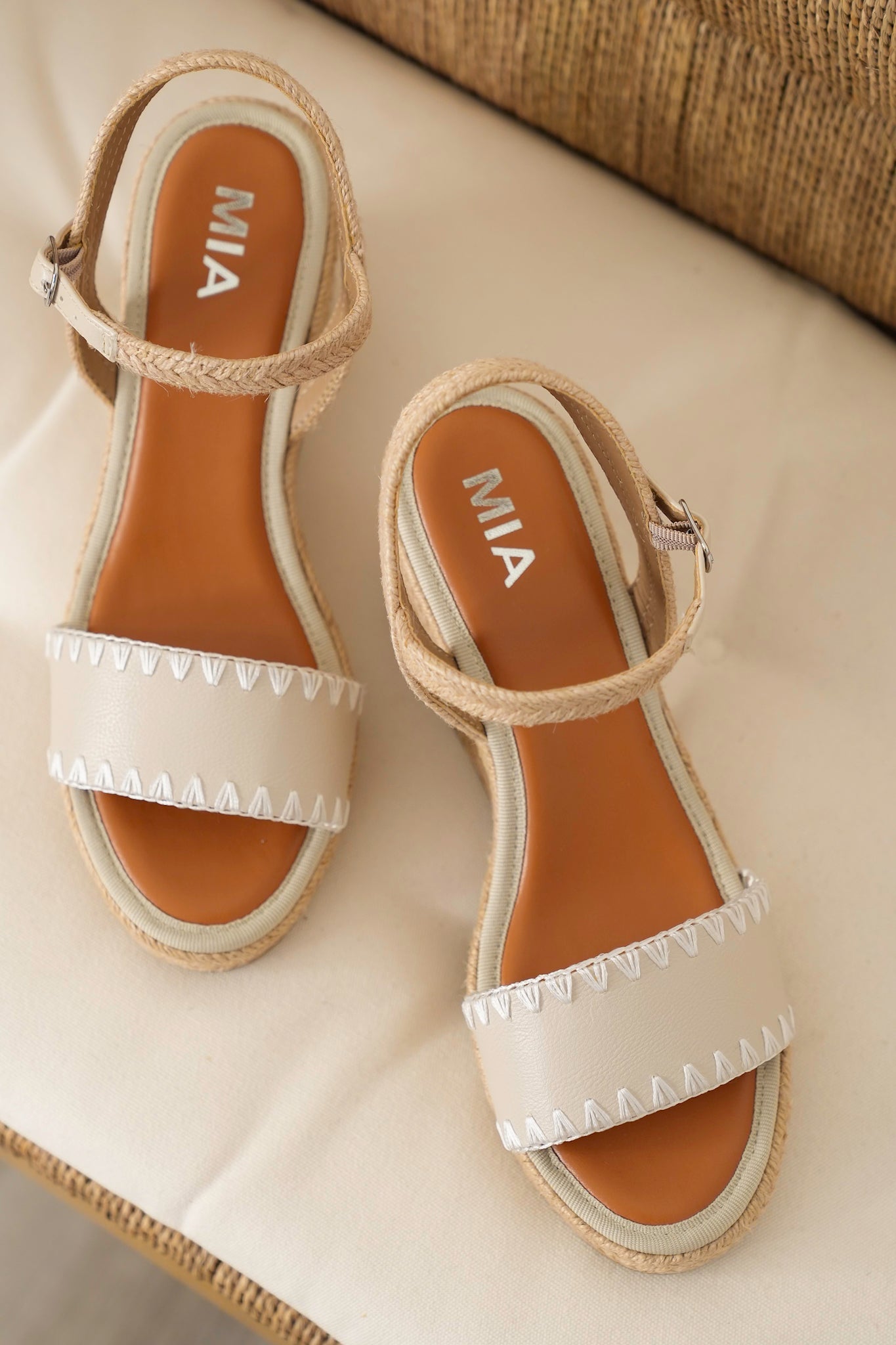 MIA Espadrille Wedge Sandals with Braided Jute Heel