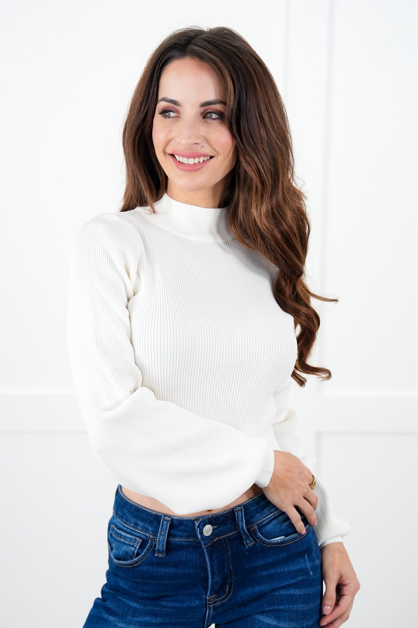 Solid Ribbed Long Sleeve Top with Open Back Tie Detail