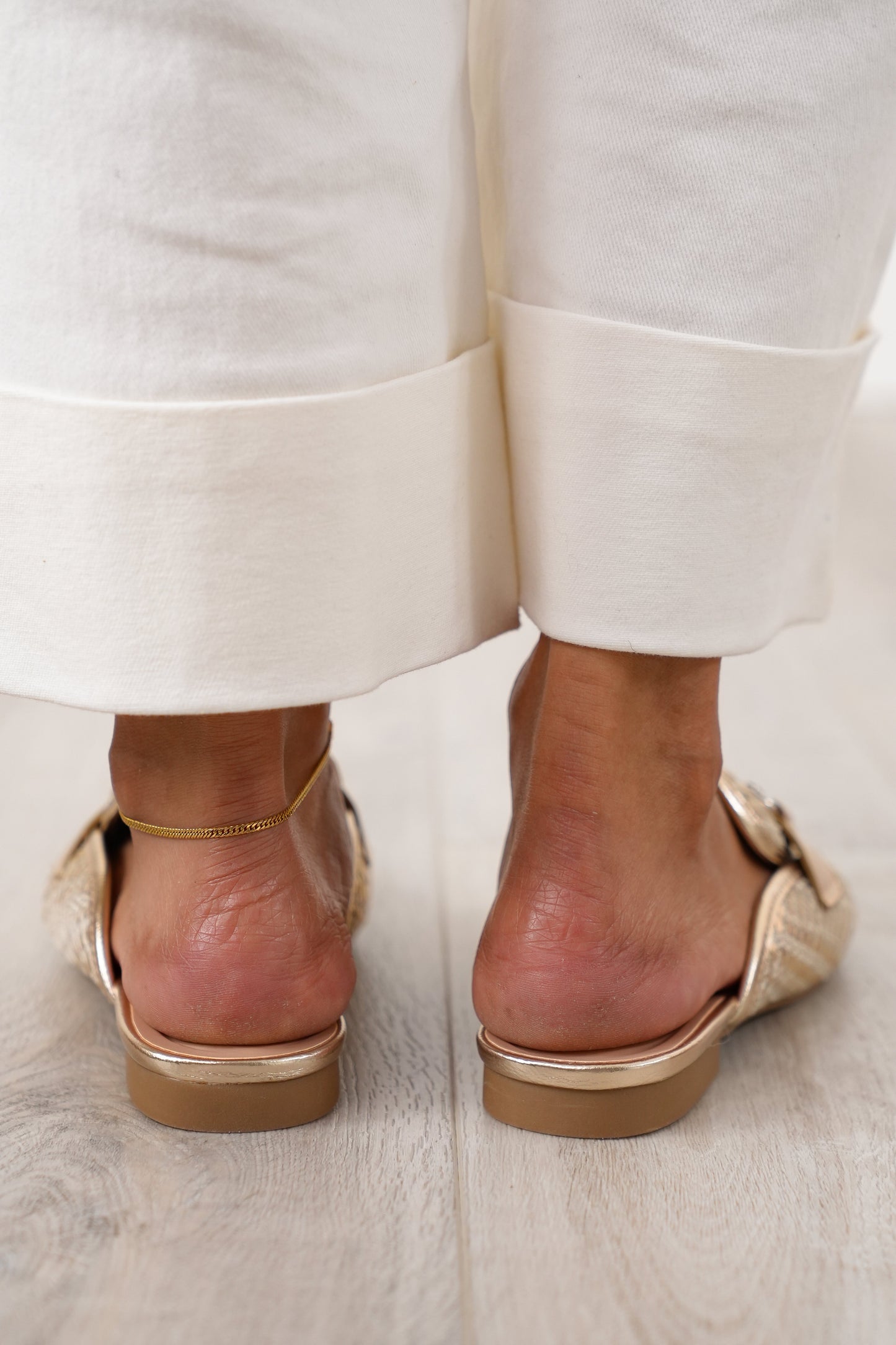 MIA Woven Metallic Loafers with Metal Buckle