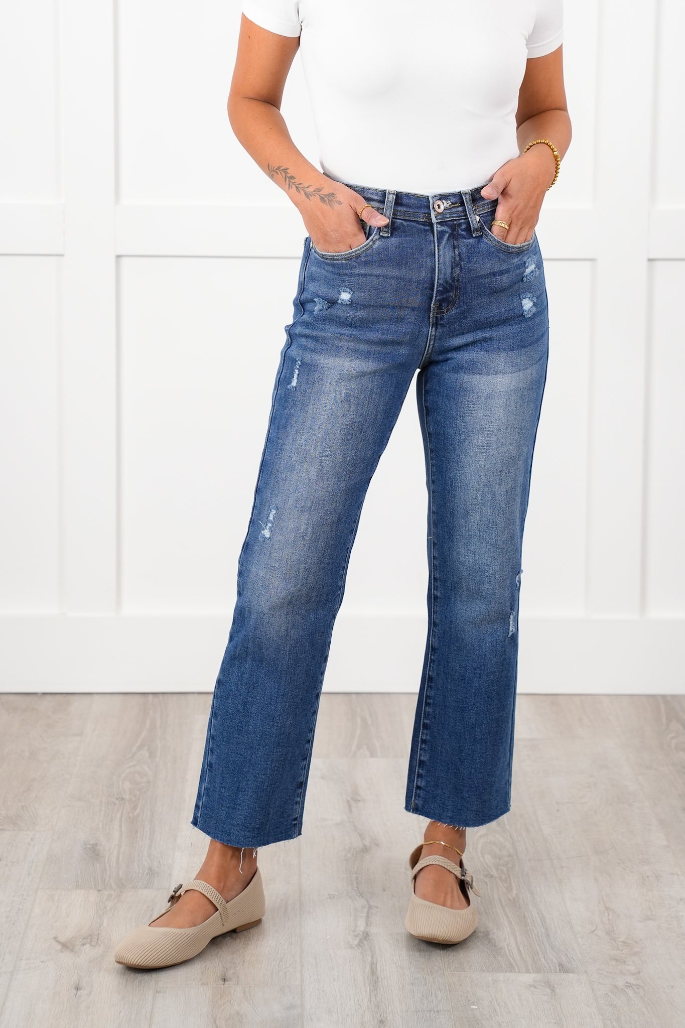 Special A High Rise Dark Wash Tummy Control Dad Jeans