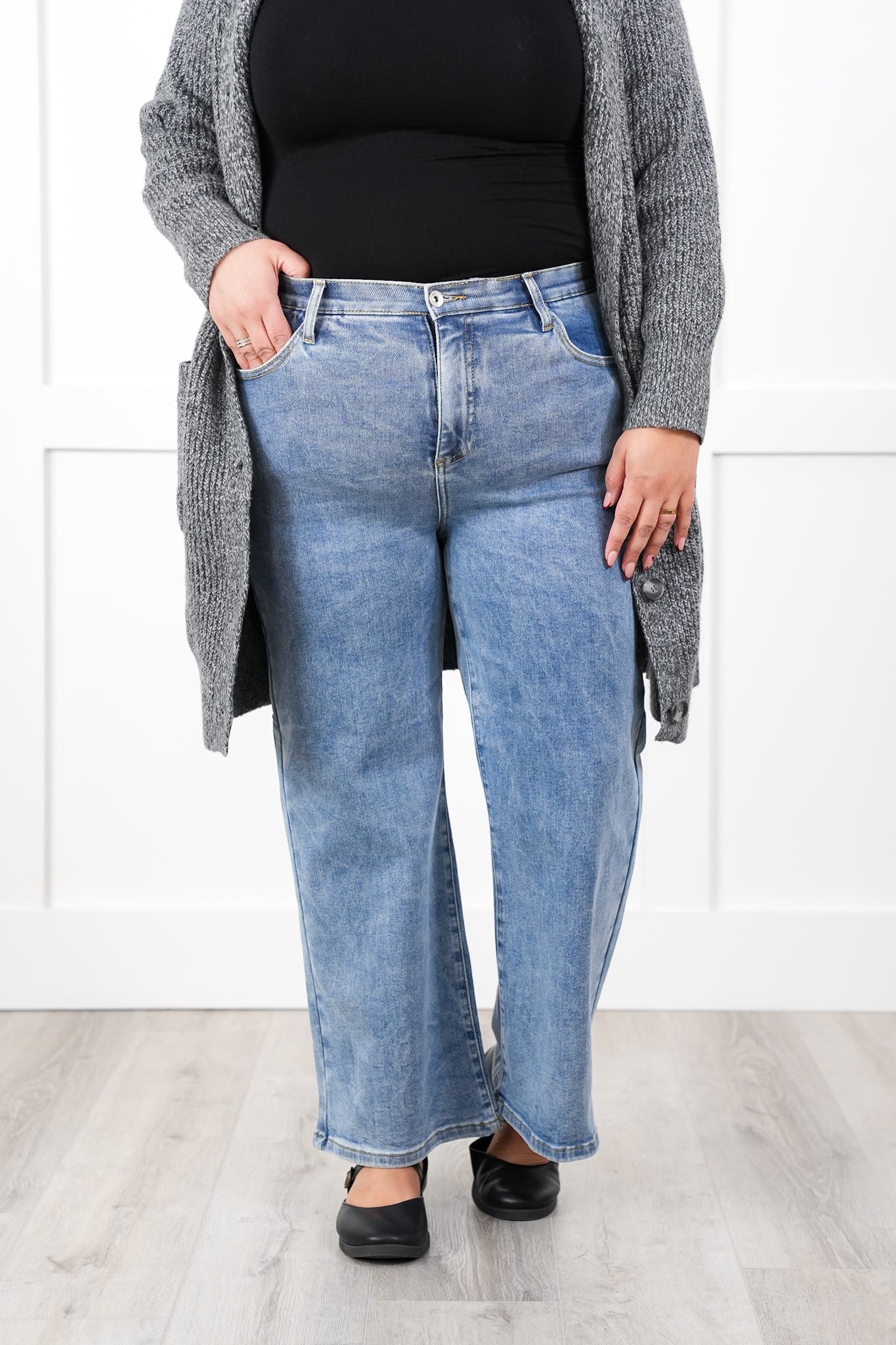 Special A High Rise Light Wash Cropped Wide Leg Jeans