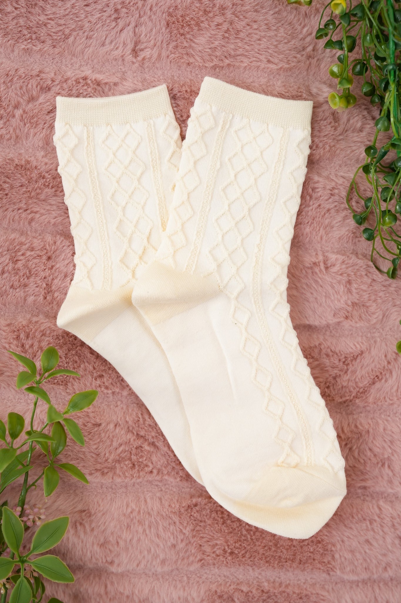 Solid Color Argyle Crew Socks