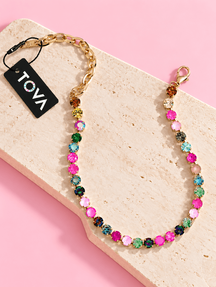 TOVA FP Custom Oakland Crystal Necklace in Antique Gold - Freckled Poppy