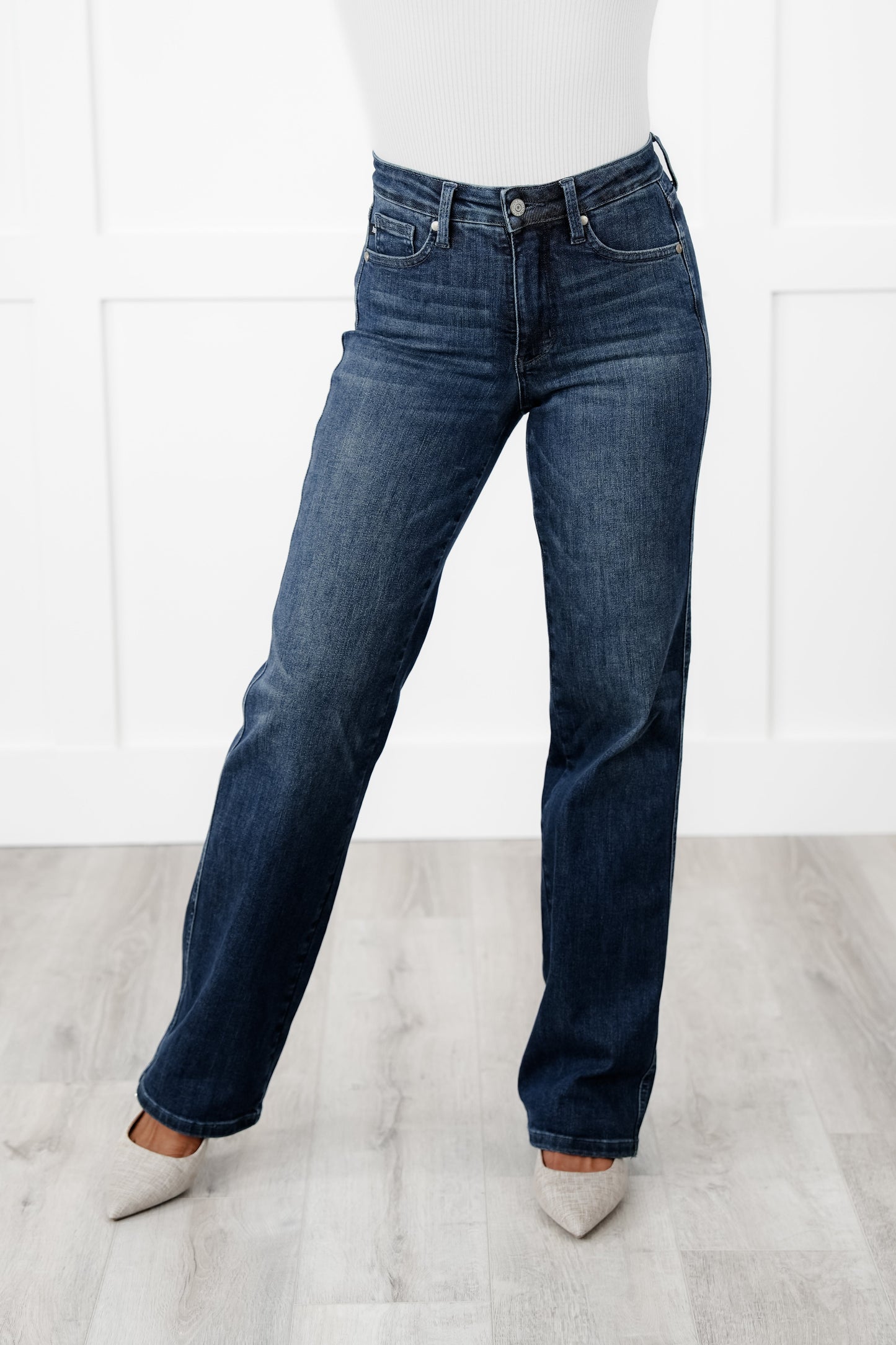 Judy Blue My Obsession Dark Wash Mid Rise Tummy Control Classic Straight Leg Jeans