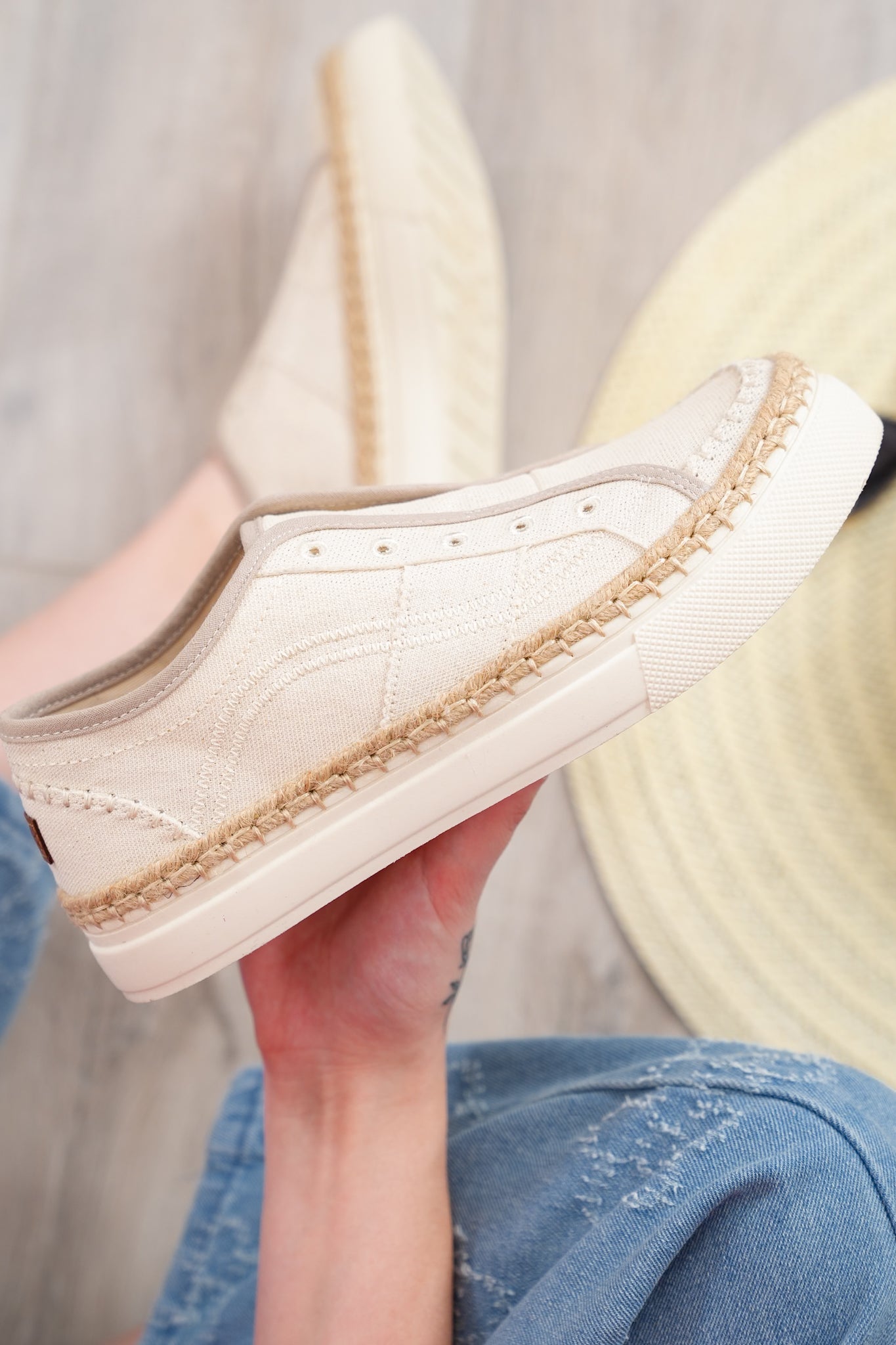 Blowfish Low Top Slip On Canvas Sneaker with Espadrille Braided Midsole