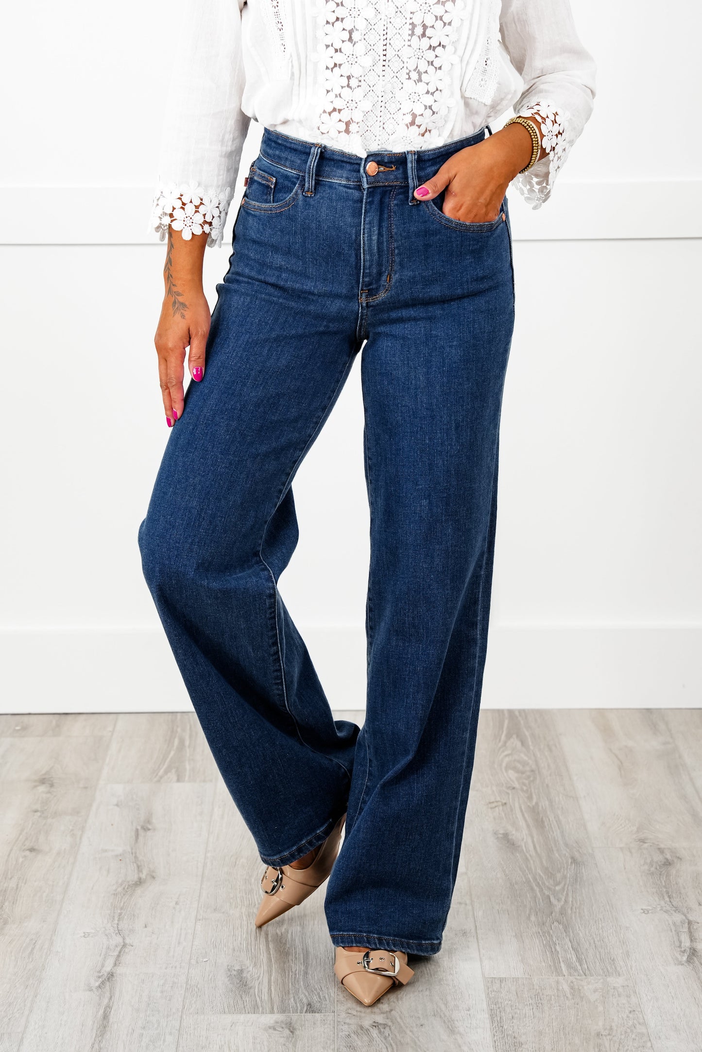 Judy Blue High Rise Medium Wash Vintage Wide Leg Jeans