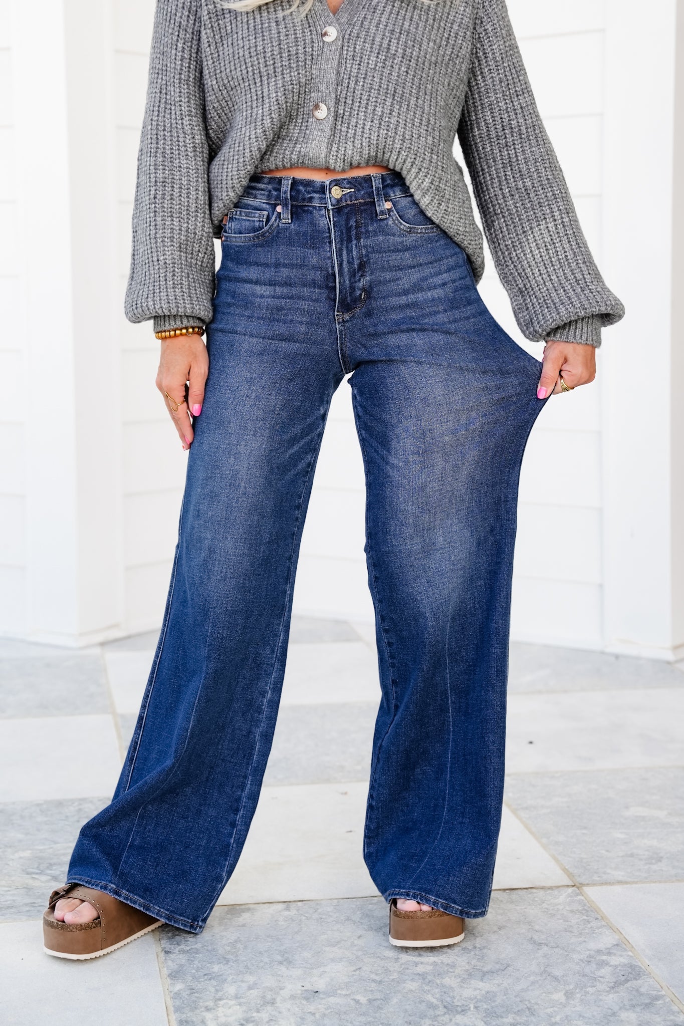 Restock Judy Blue Retrograde High Rise Dark Wash Tummy Control Wide Leg Jeans