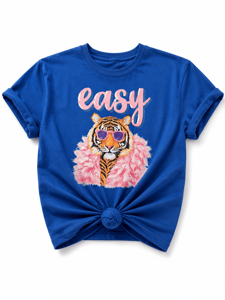Plus/Reg Short Sleeve "Easy Tiger" Graphic Tee - Freckled Poppy