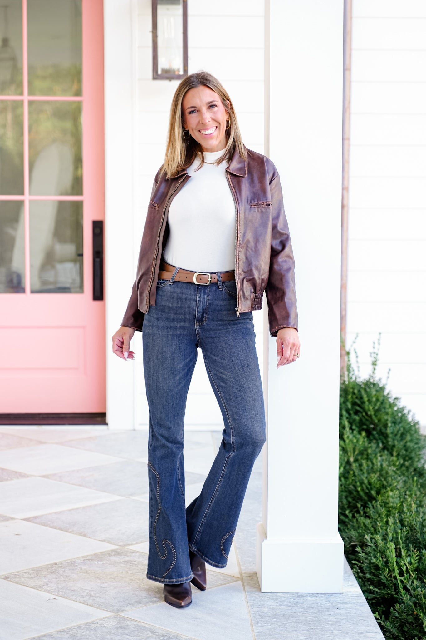 Judy Blue High Rise Medium Wash Western Studded Flare Jeans