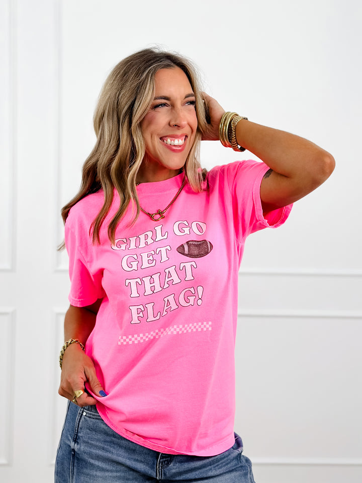 Plus/Reg Short Sleeve "Girl Go Get That Flag" Football Graphic Tee