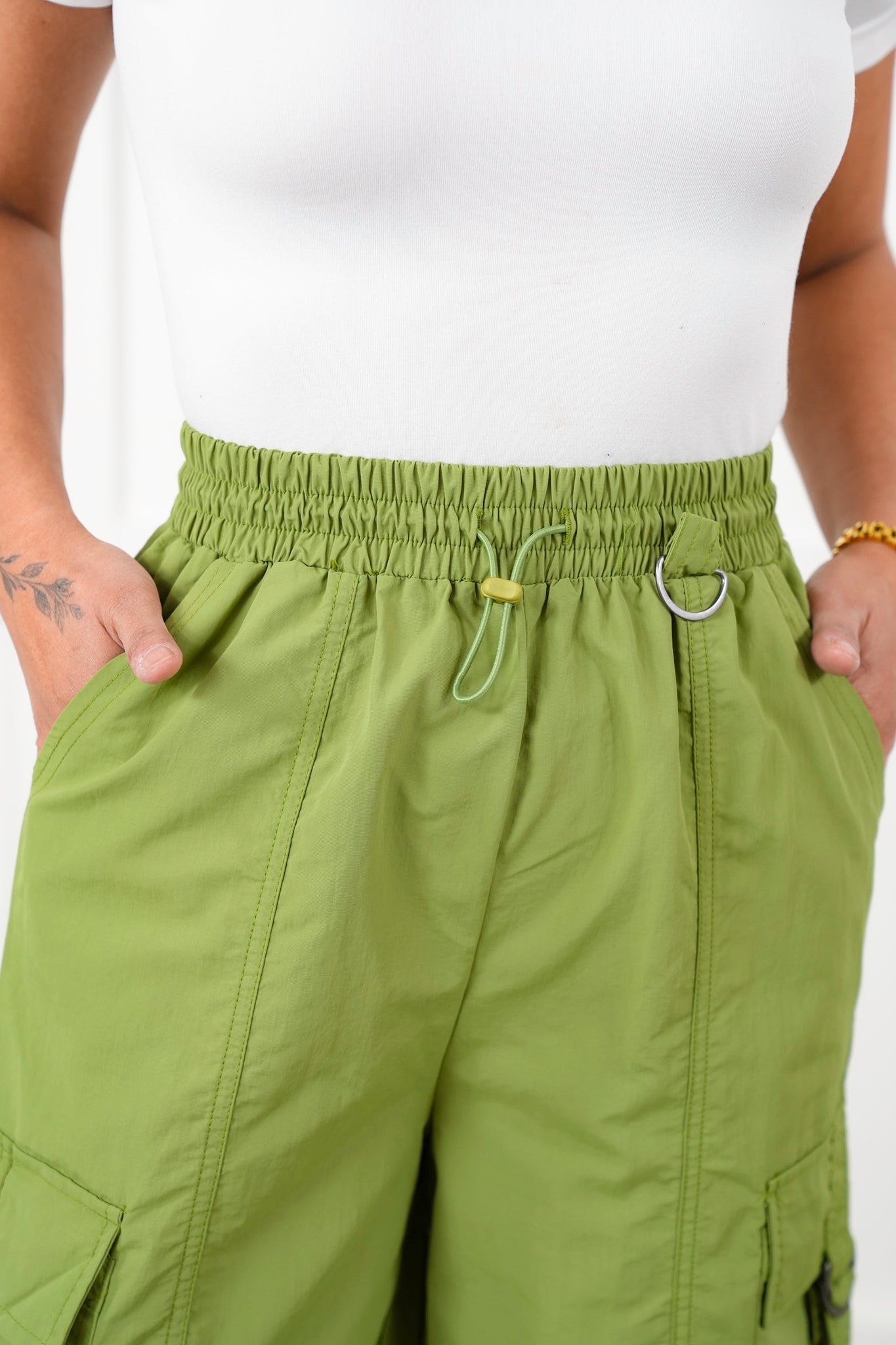 Elastic Waist Cargo Woven Jogger Pants