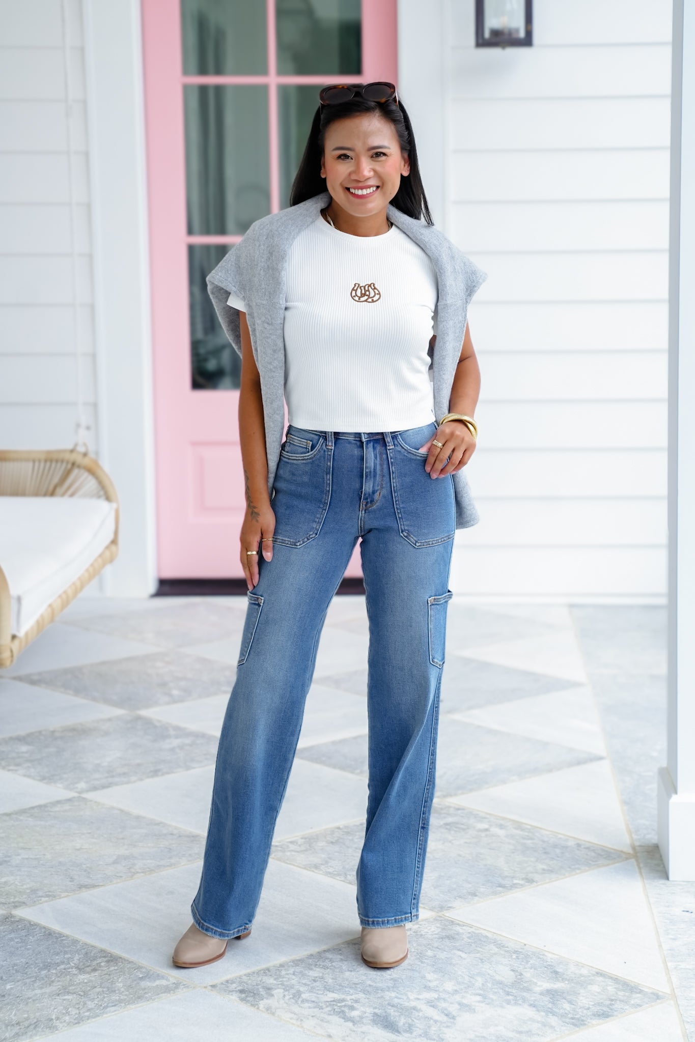 Judy Blue High Rise Medium Wash 90's Straight Leg Jeans with Side Pockets