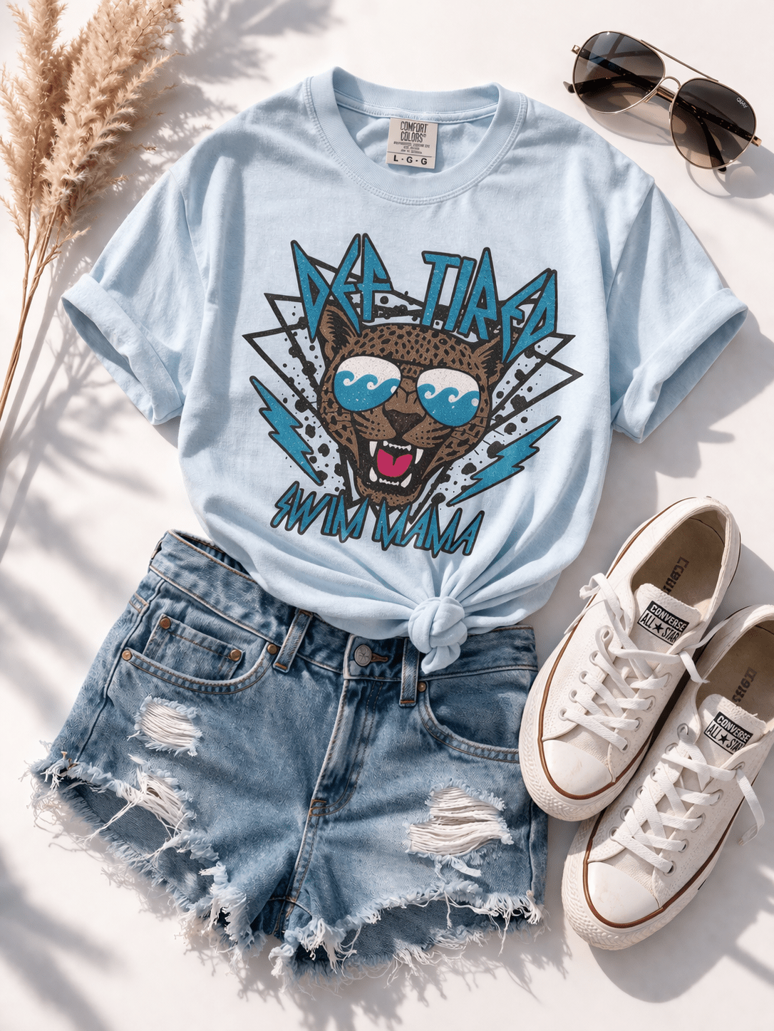 Plus/Reg Short Sleeve "Swim Mama" Graphic Tee - Freckled Poppy