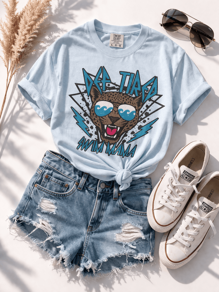 Plus/Reg Short Sleeve "Swim Mama" Graphic Tee - Freckled Poppy