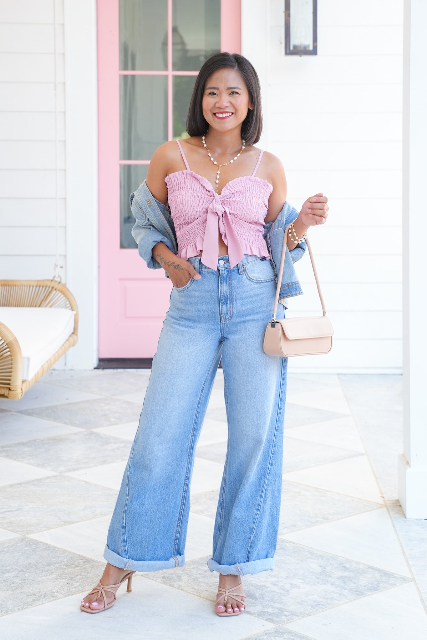 Smocked Top with Front Tie Detail