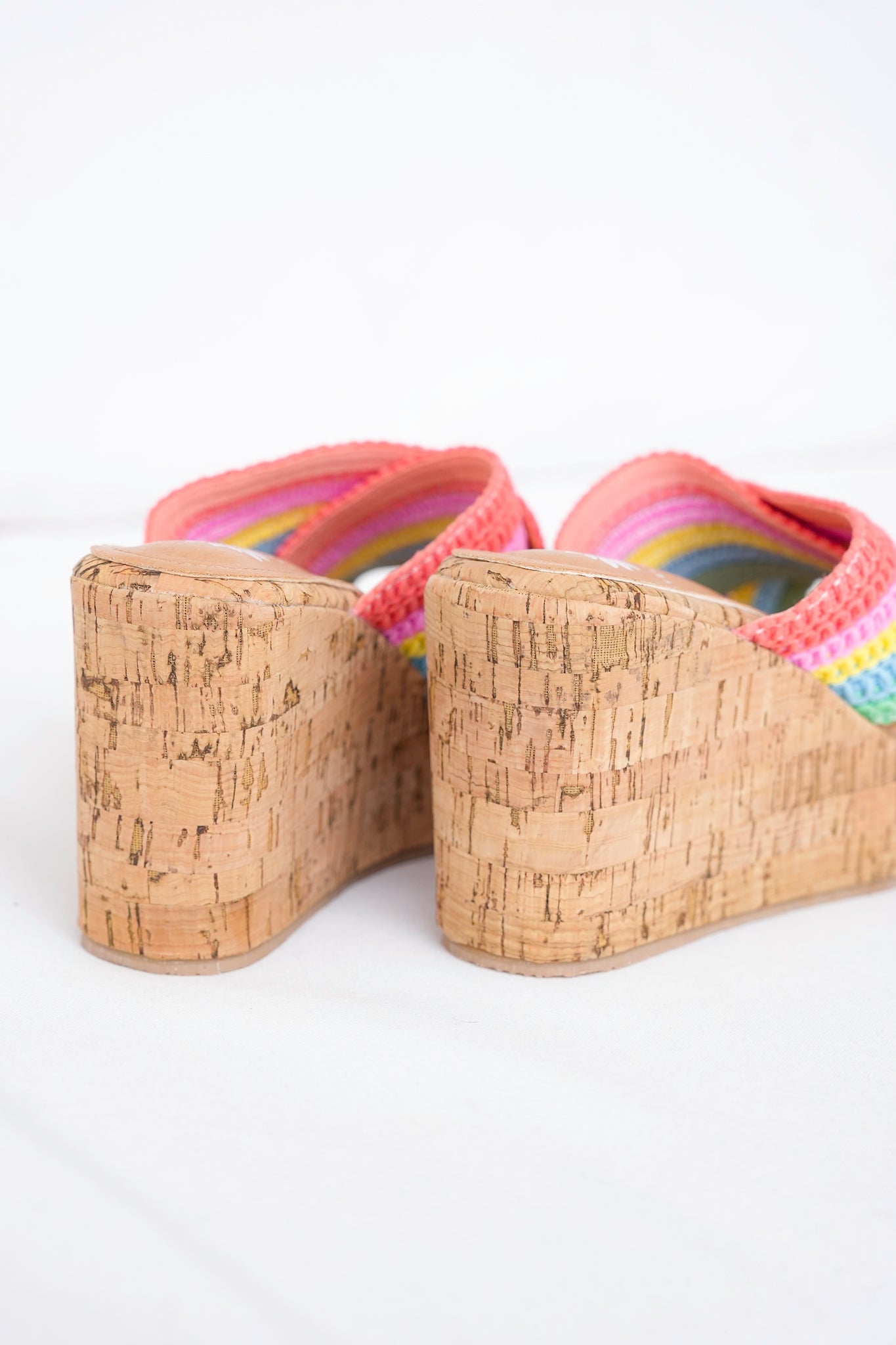Yellow Box Woven Platform Wedge Sandals with Cork Heel