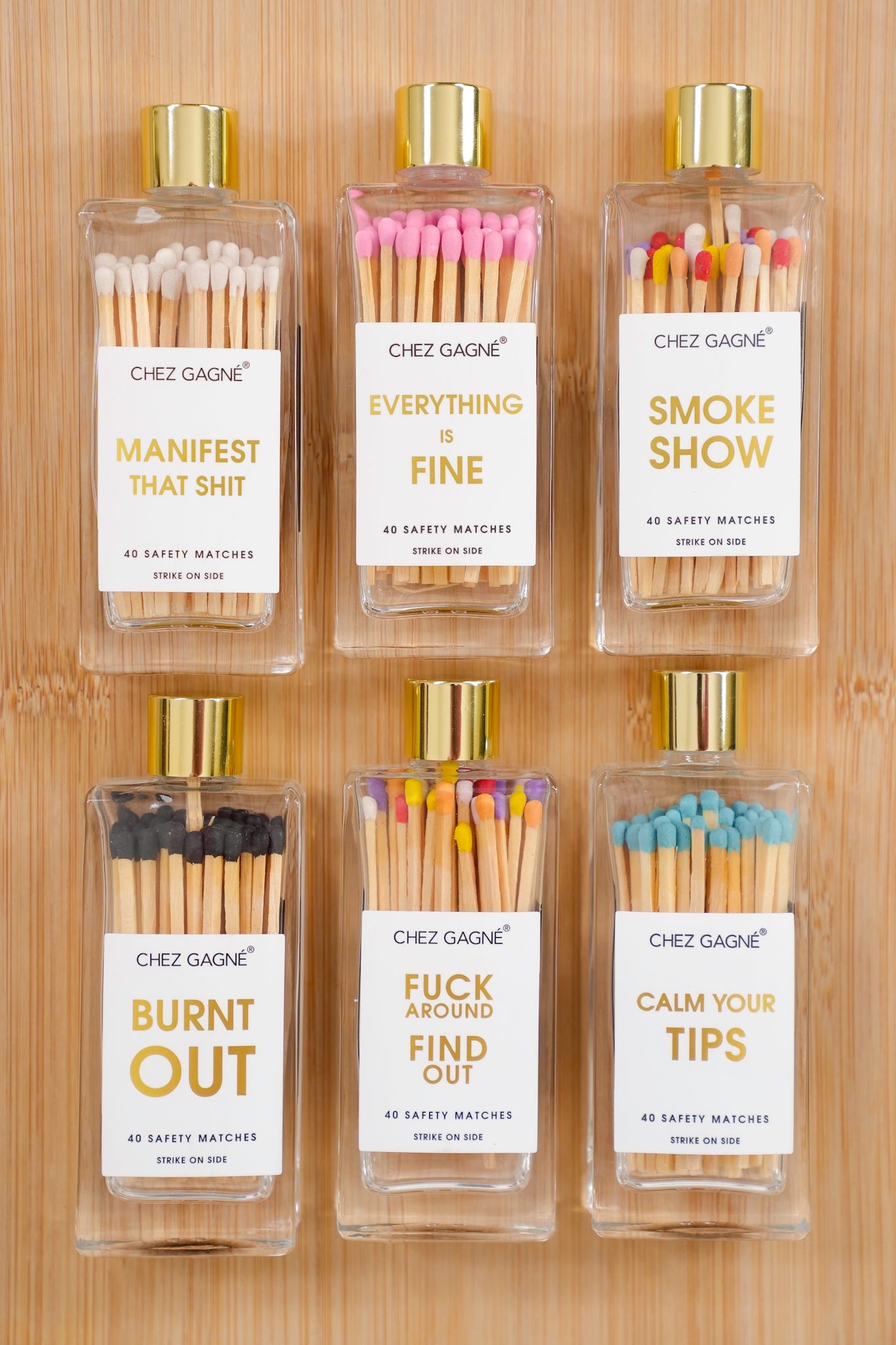Chez Gagne Glass Bottle Safety Matches