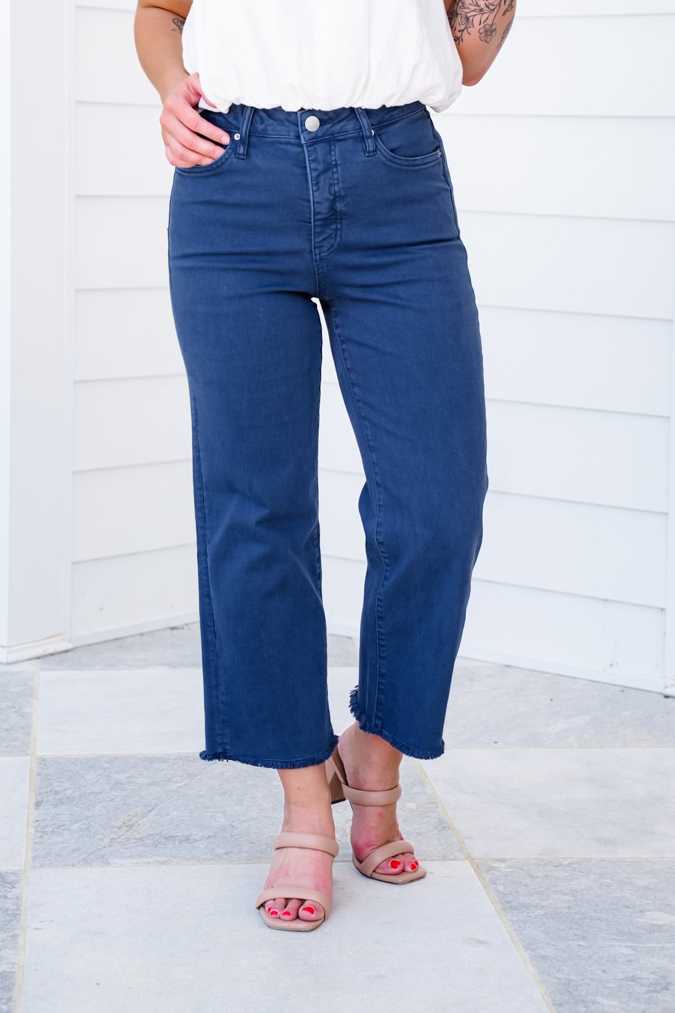 RFM High Rise Cropped Wide Leg Jeans