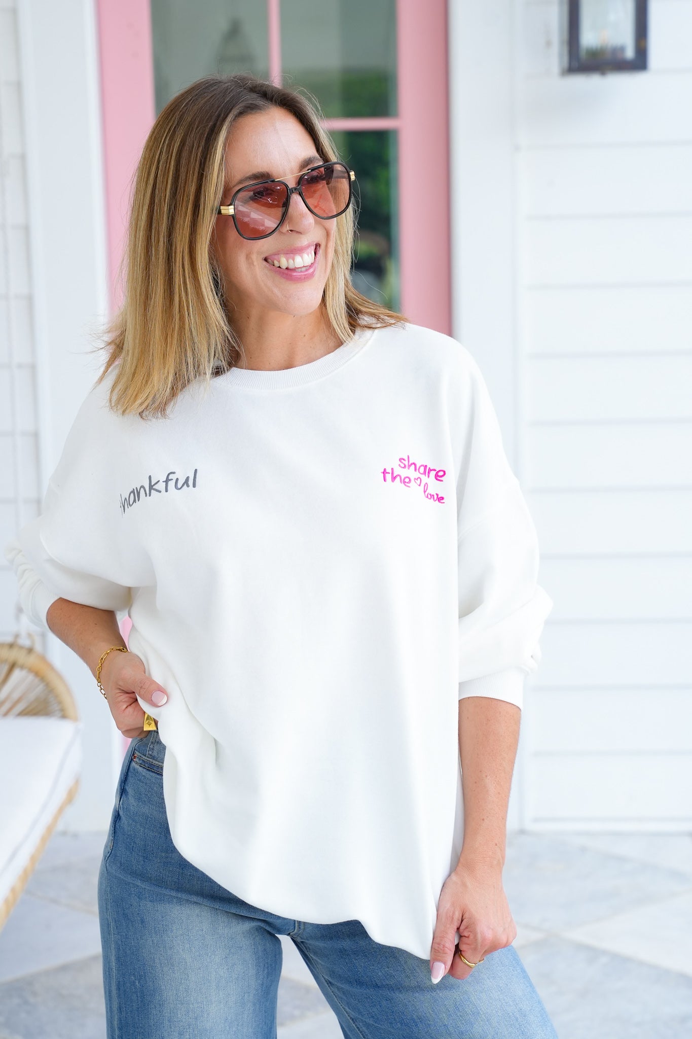 Long Sleeve "Thankful, Share The Love" Pullover Sweatshirt