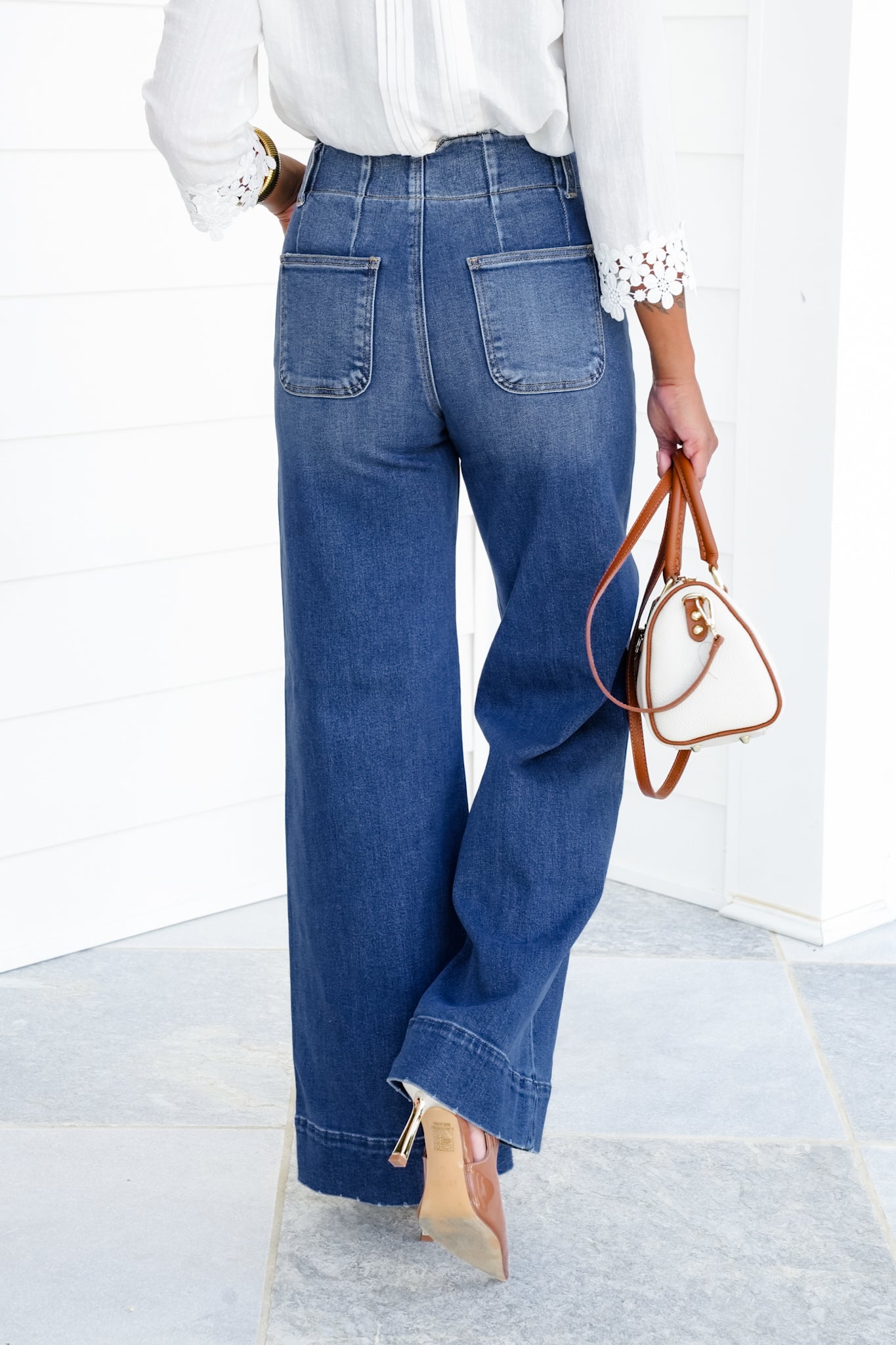 Restock! Risen You Make My Dreams Double Button Wide Leg Trouser Hem Non-Distressed Jean