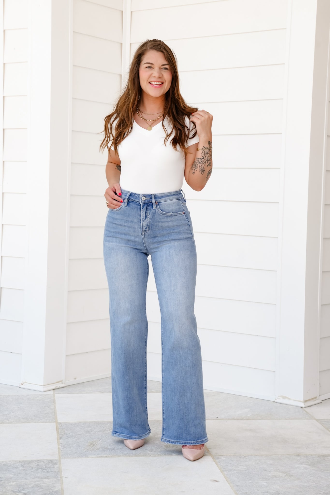 Mica The Sweet Spot High Rise Light Wash Wide Leg Jeans