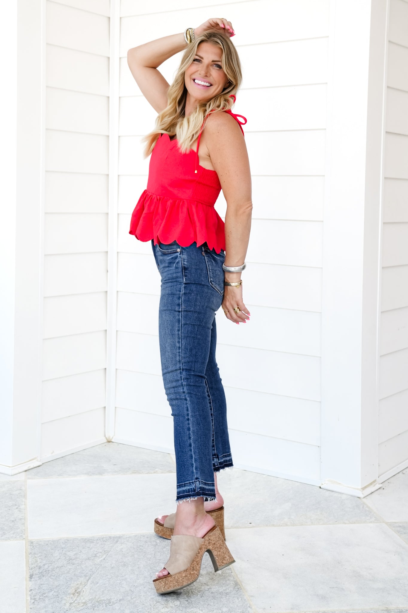 Judy Blue Effortlessly Chic High Rise Medium Vintage Wash Released Hem Kick Flare Jeans