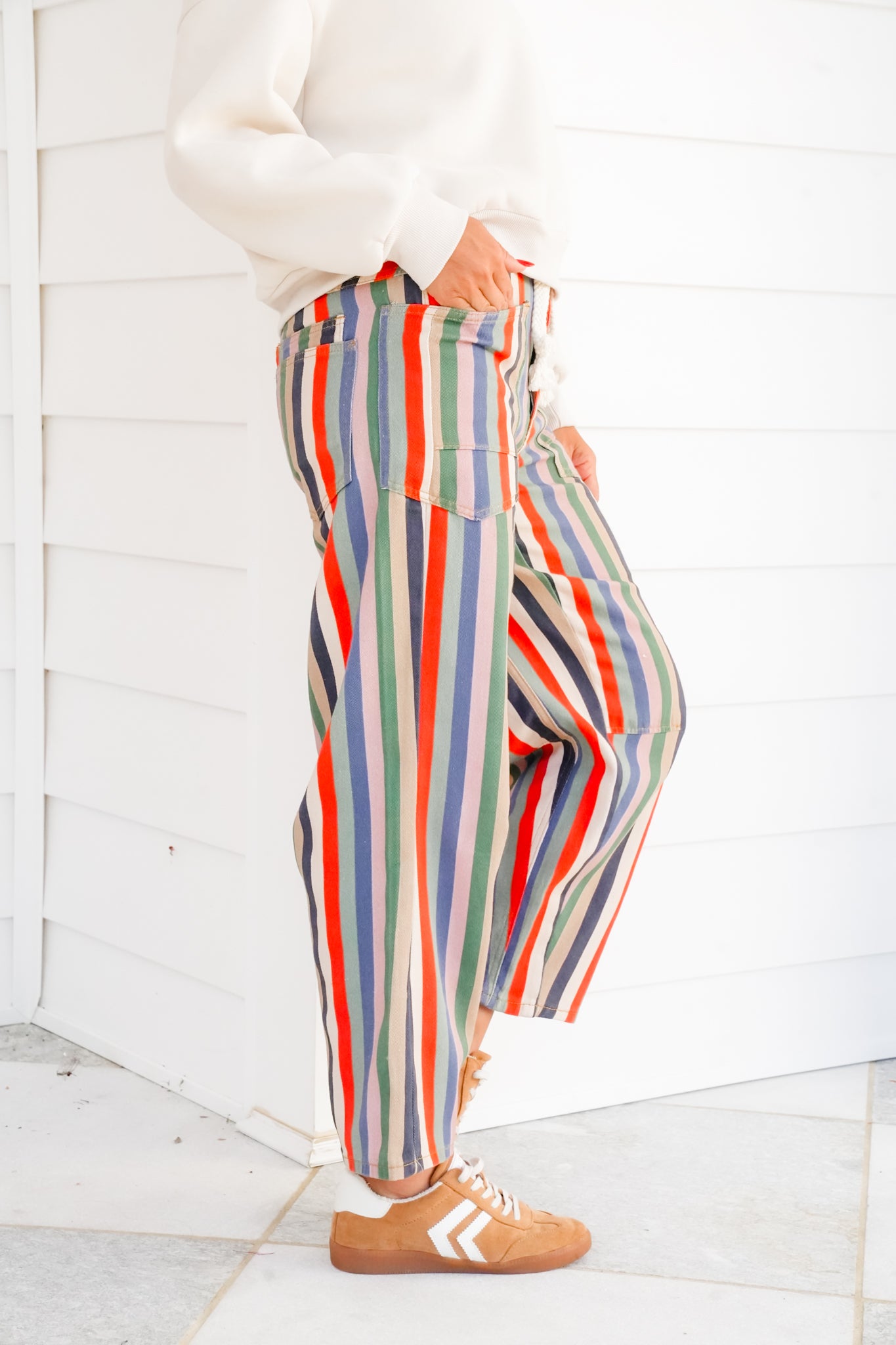 Vertical Stripe Relaxed Fit Pants
