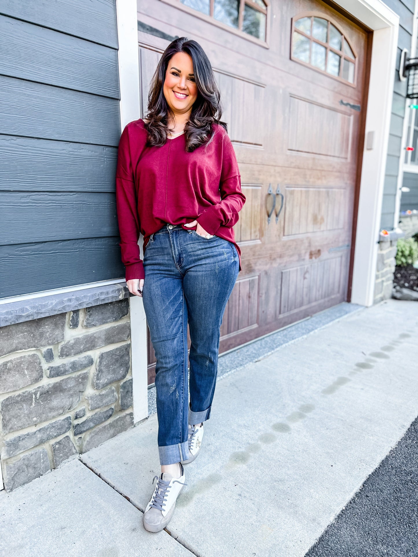 Judy Blue midrise double cuff long boyfriend