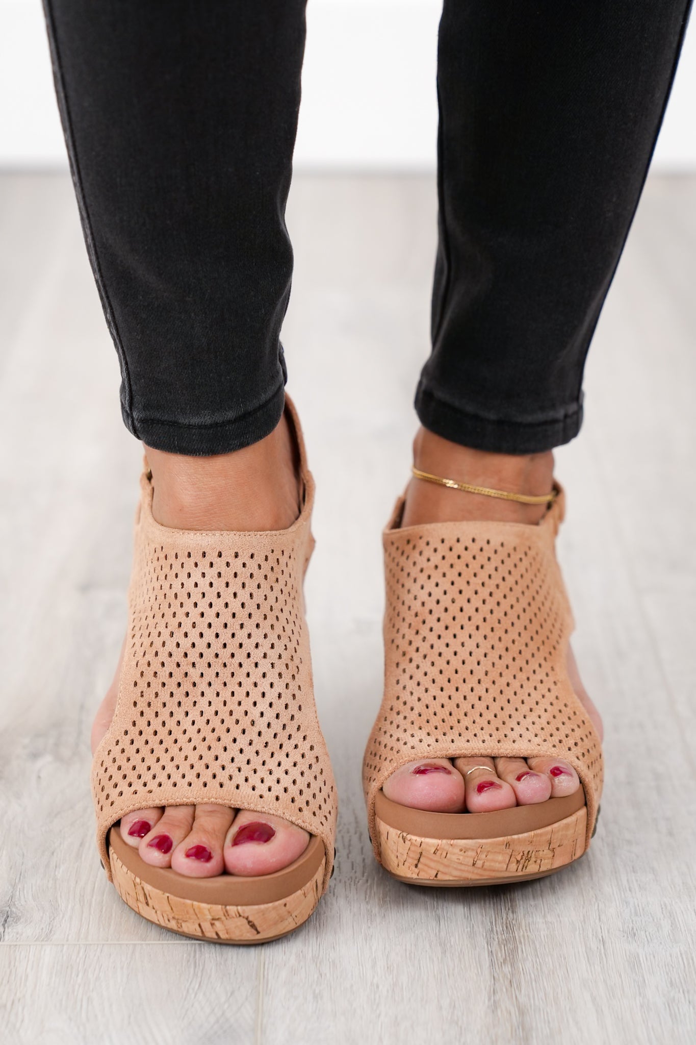 Corky's "Carley" Perforated Strap Wedge Heel