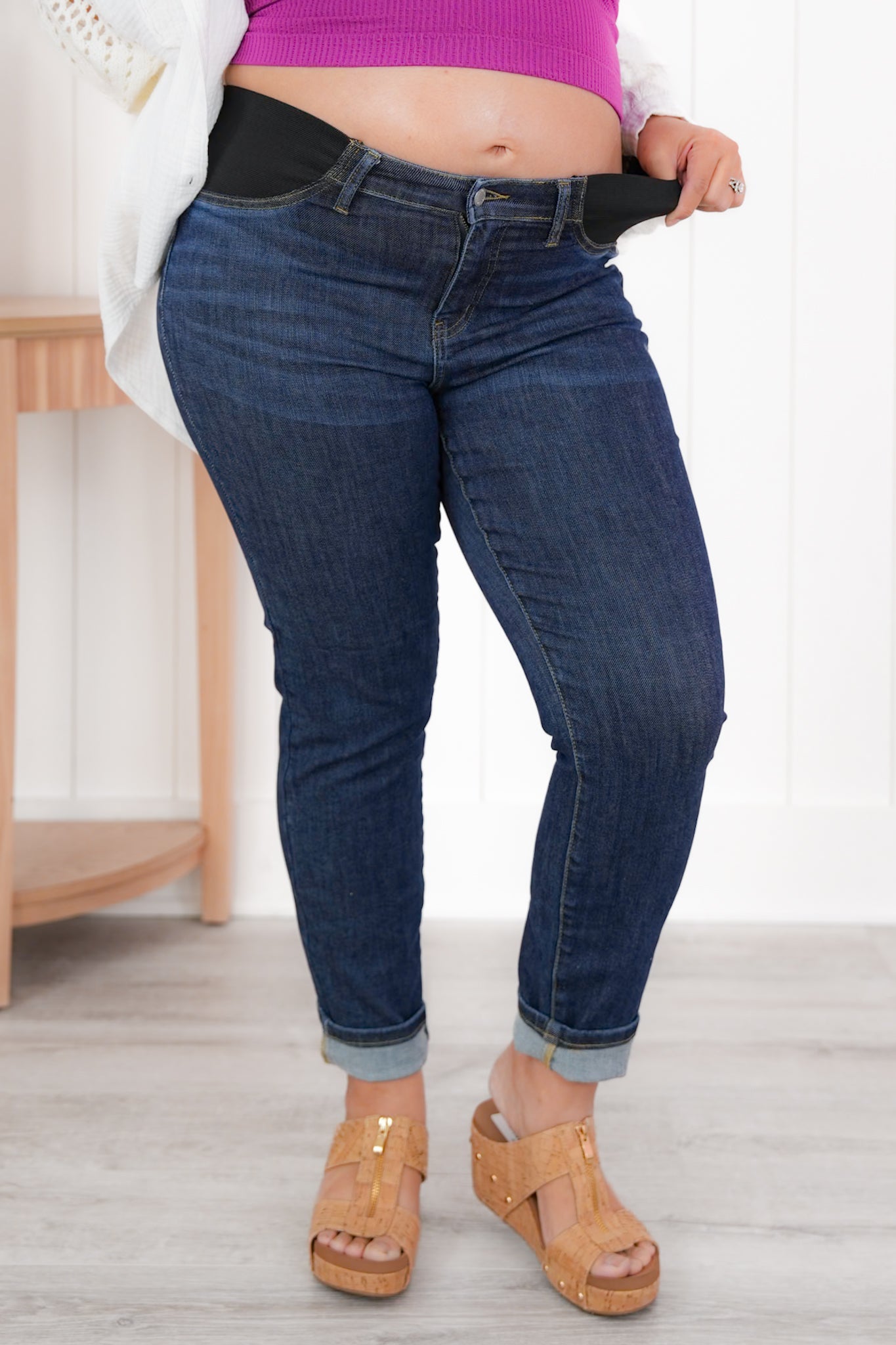 Judy Blue Mid Rise Dark Wash Slim Fit Maternity Jeans