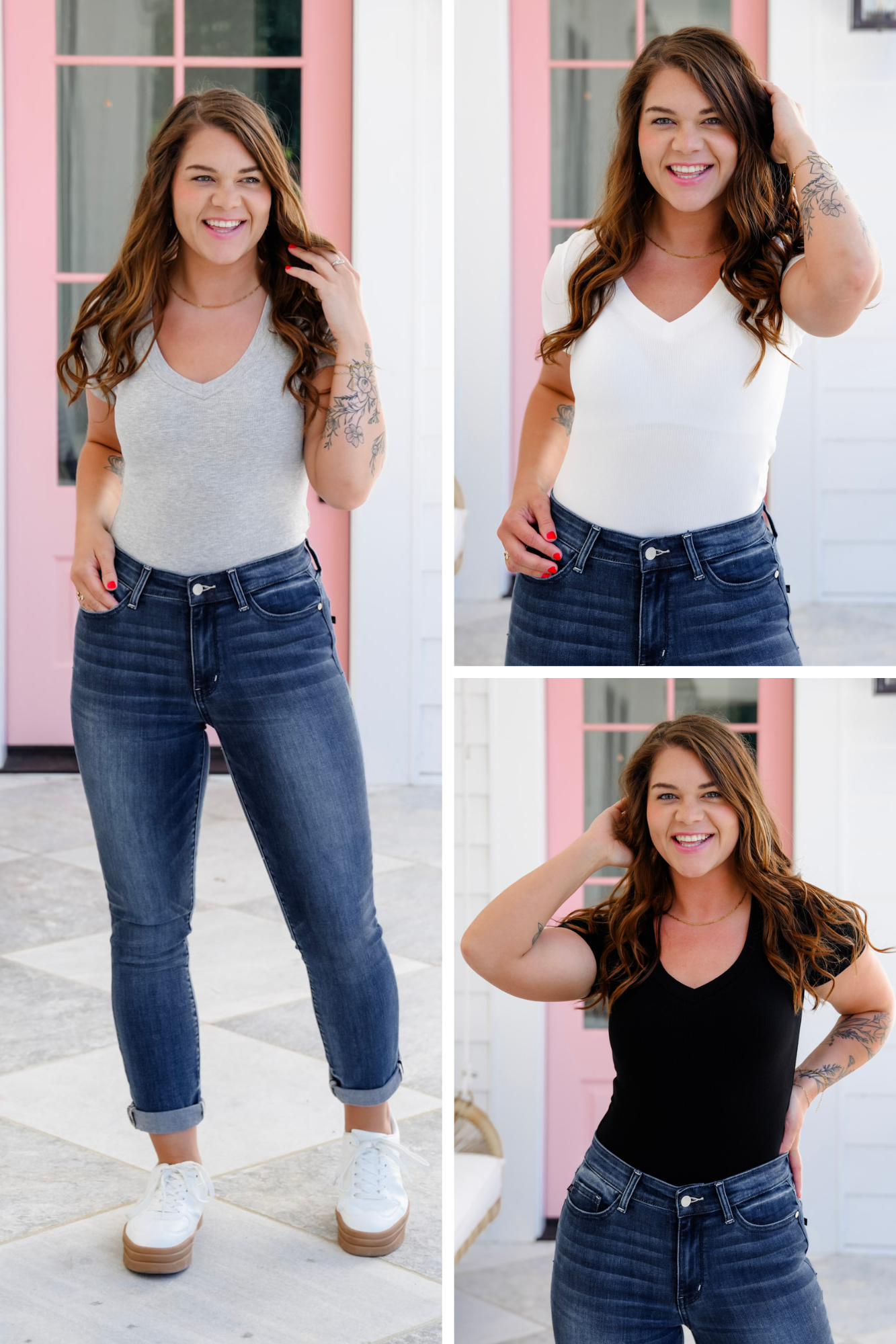 Ribbed Knit Short Sleeve V Neck Bodysuit