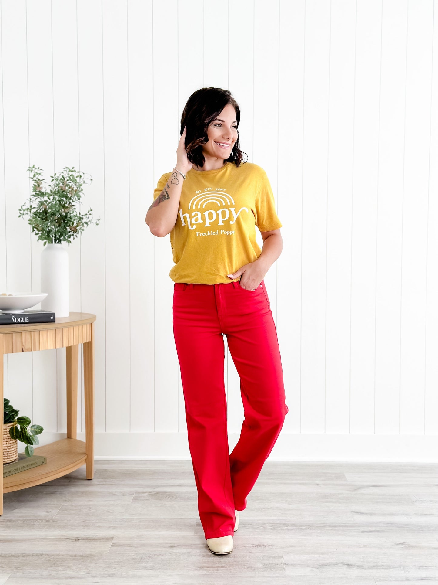 Judy Blue Red Hot High Rise Red 90's Straight Leg Jeans