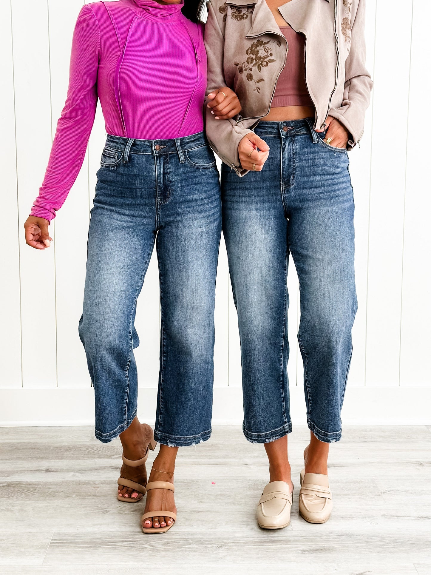 Judy Blue Look at Me Now High Rise Vintage Wash Crop Wide Leg Jeans