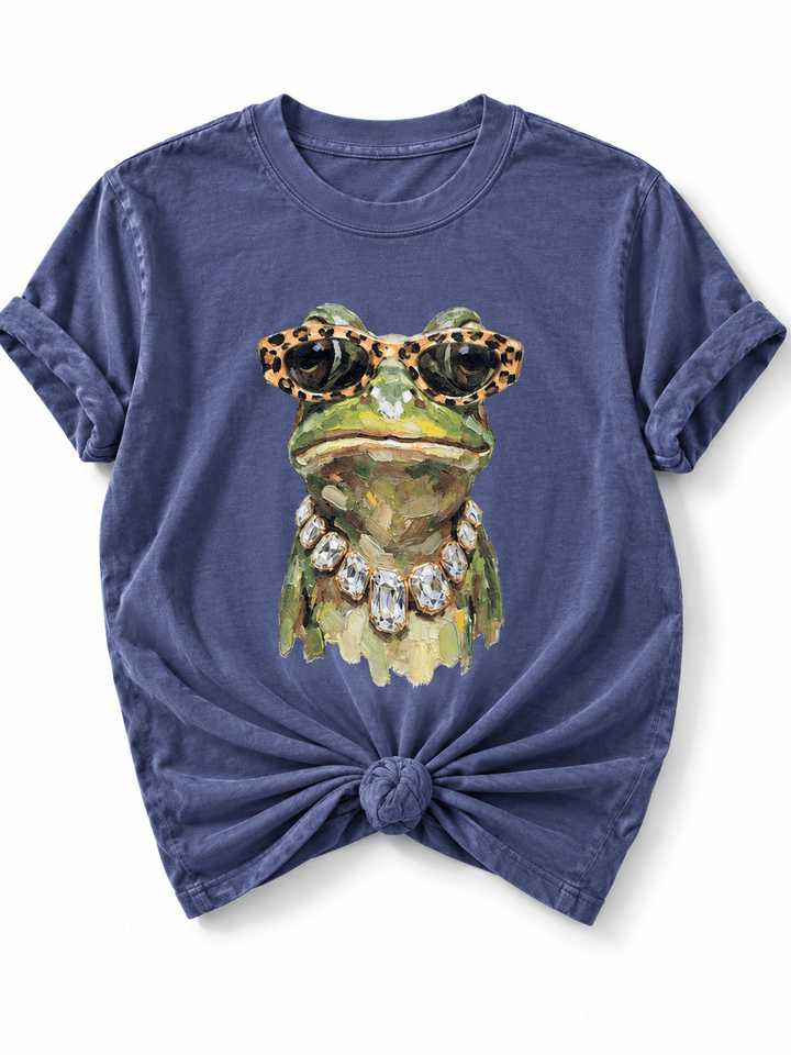 Plus/Reg Short Sleeve Glam Frog Graphic Tee - Freckled Poppy