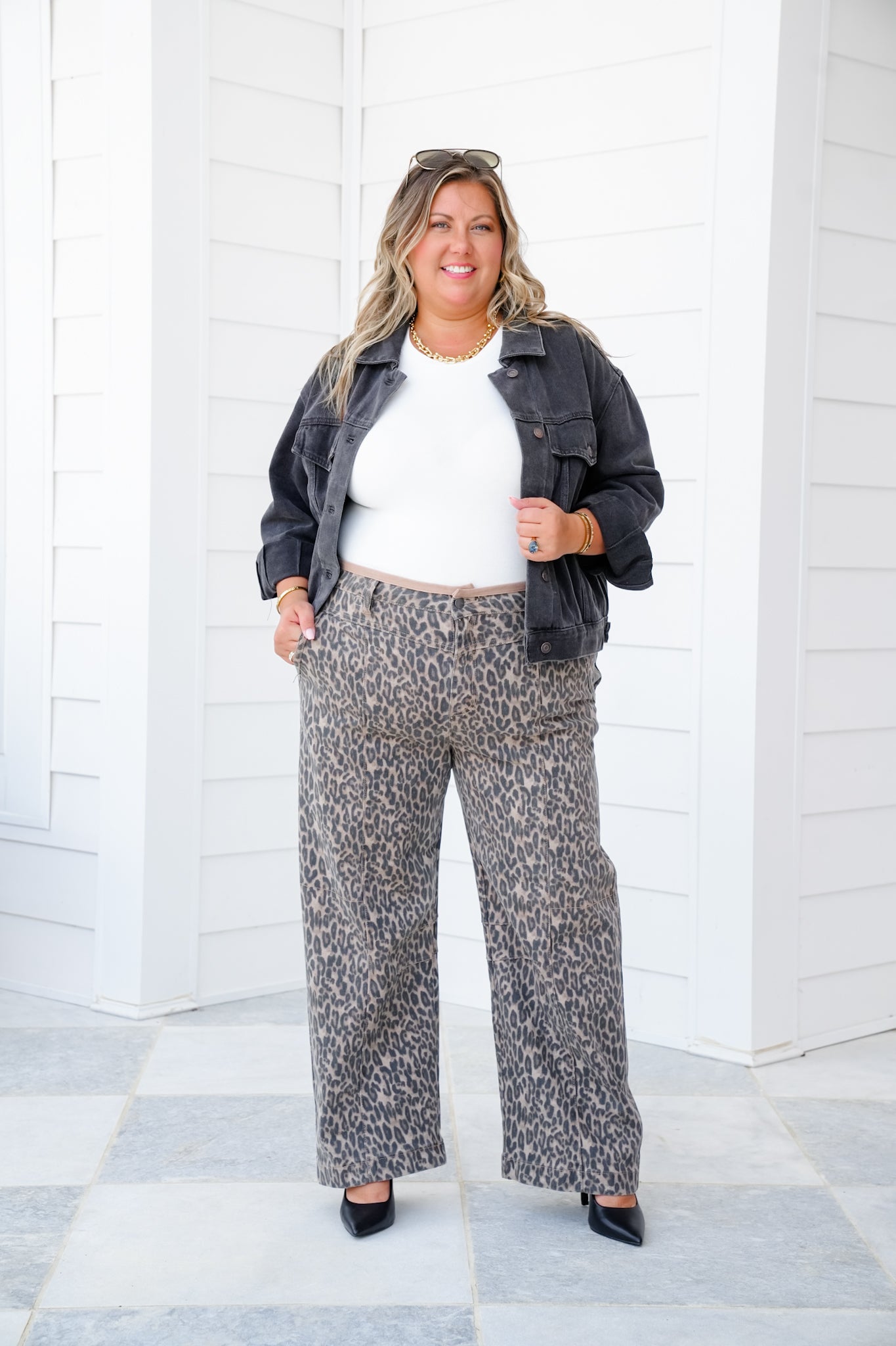 Risen Mid-Rise Cropped Relaxed Leopard Jeans